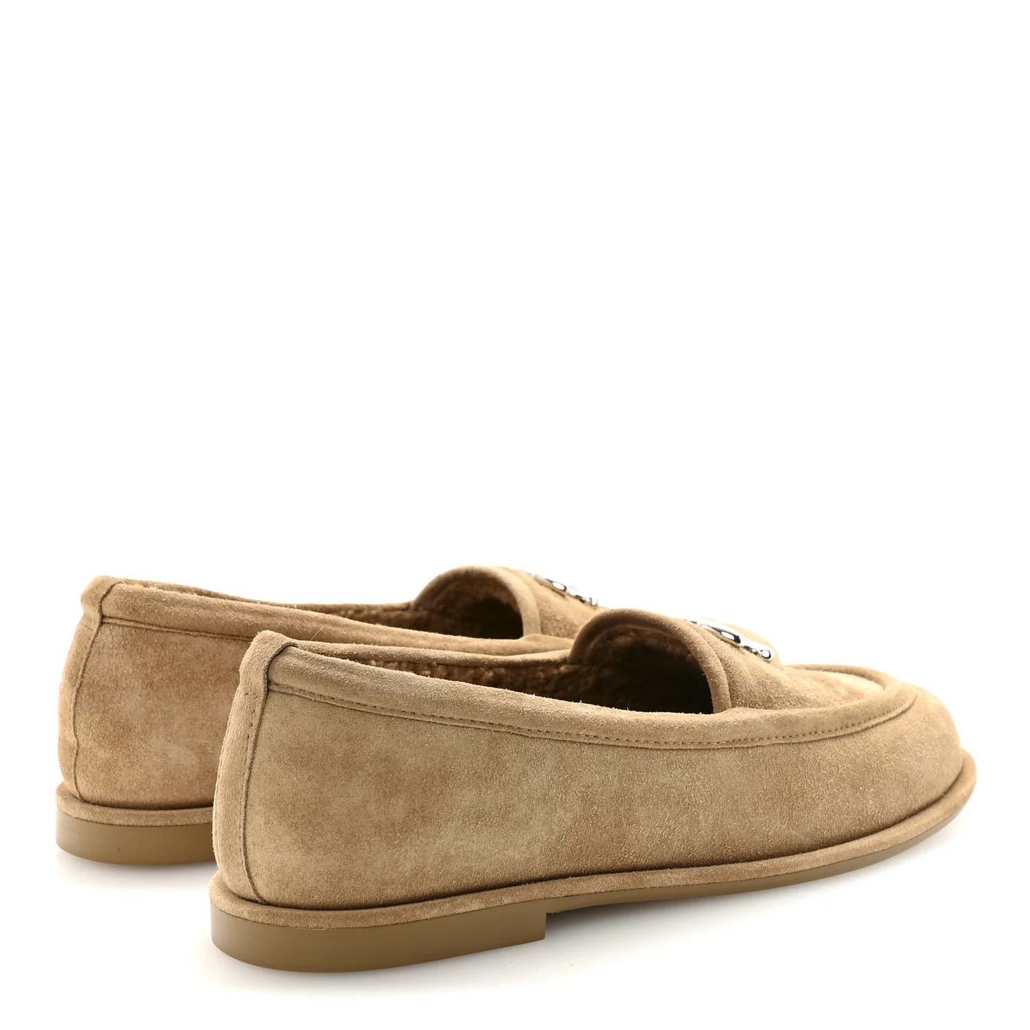 Suede Calfskin CC Loafers 37.5 Dark Beige - Image 5