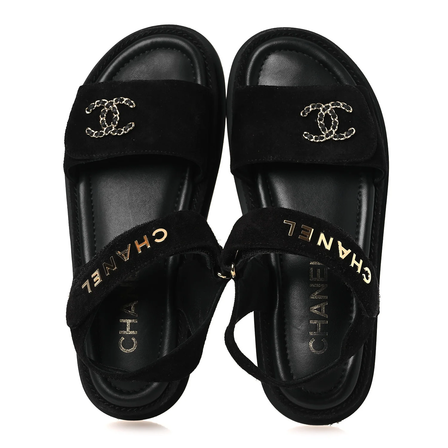 Suede Calfskin Dad Sandals 38 Black - Image 2