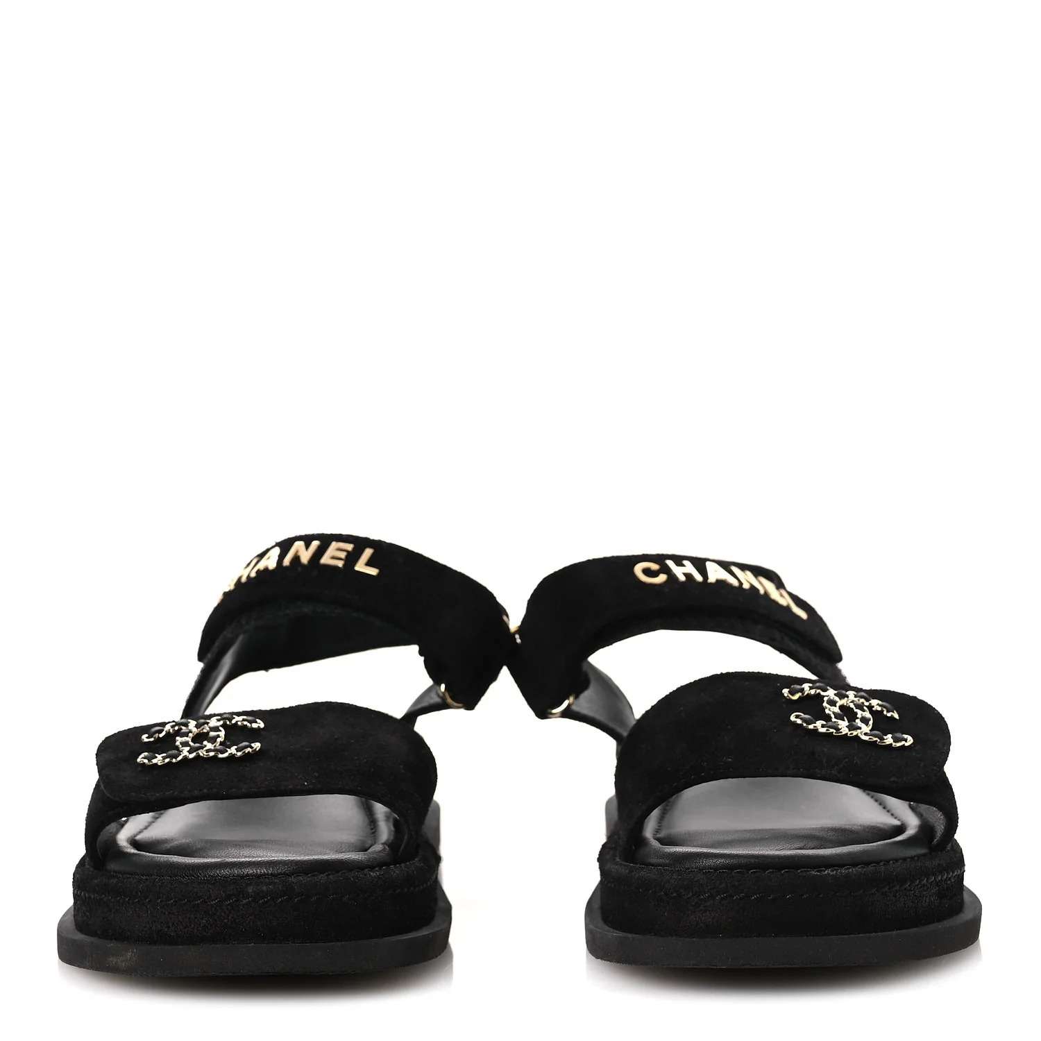 Suede Calfskin Dad Sandals 38 Black - Image 3