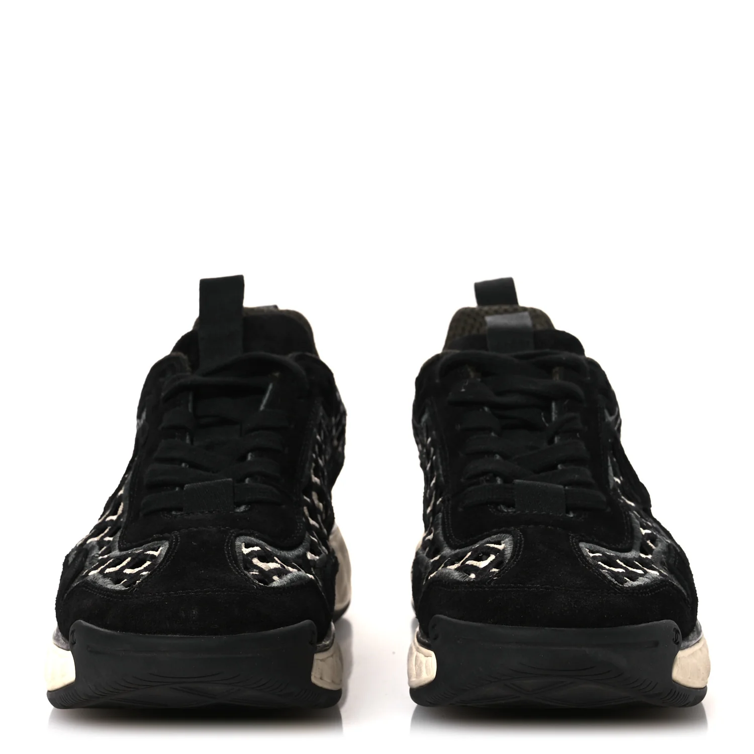 Suede Calfskin Embroidered CC Sneakers 36.5 Black - Image 3