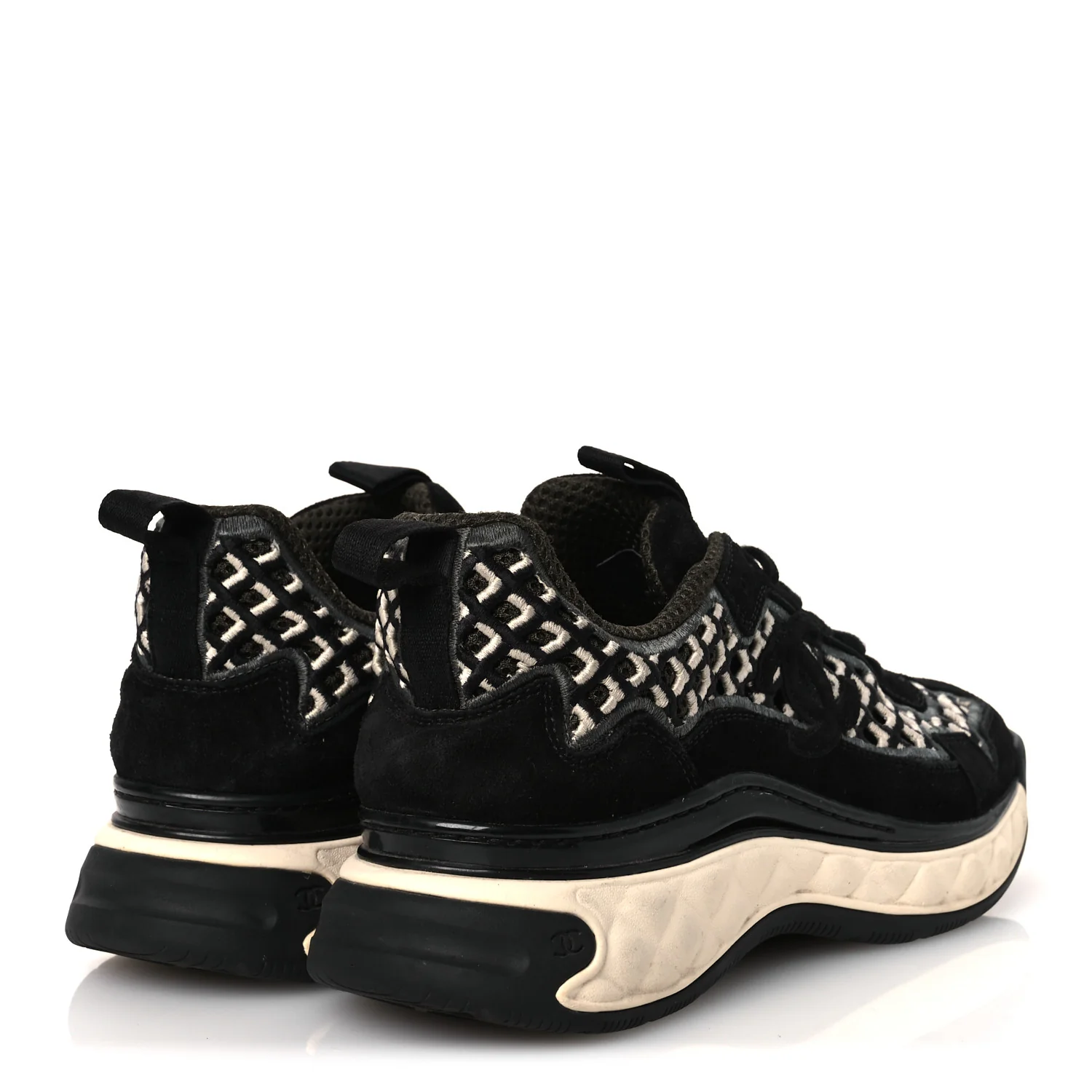 Suede Calfskin Embroidered CC Sneakers 36.5 Black - Image 5