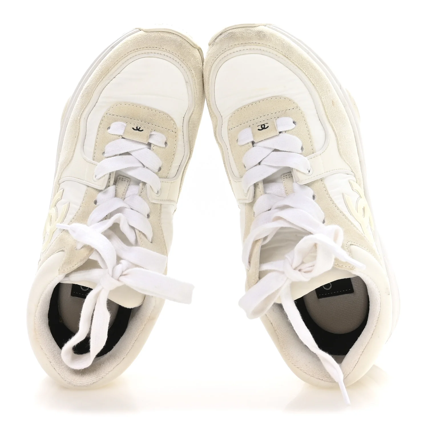 Suede Calfskin Fabric CC Sneakers 36 White - Image 2