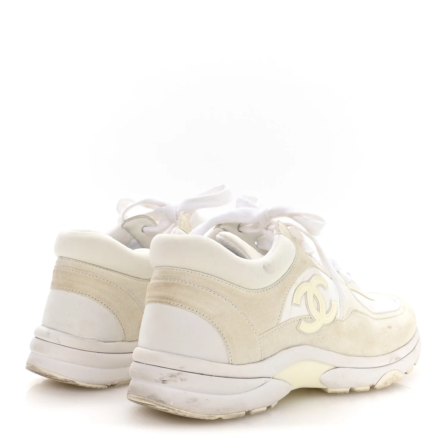 Suede Calfskin Fabric CC Sneakers 36 White - Image 5