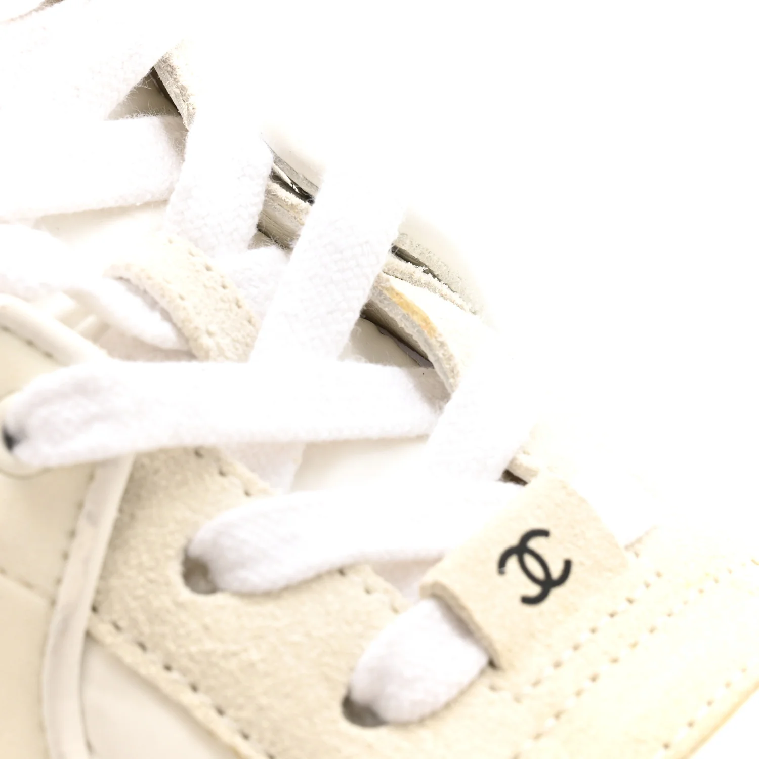 Suede Calfskin Fabric CC Sneakers 39.5 White - Image 22