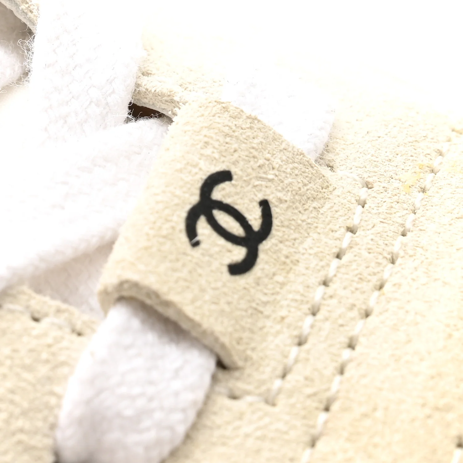 Suede Calfskin Fabric CC Sneakers 39.5 White - Image 23