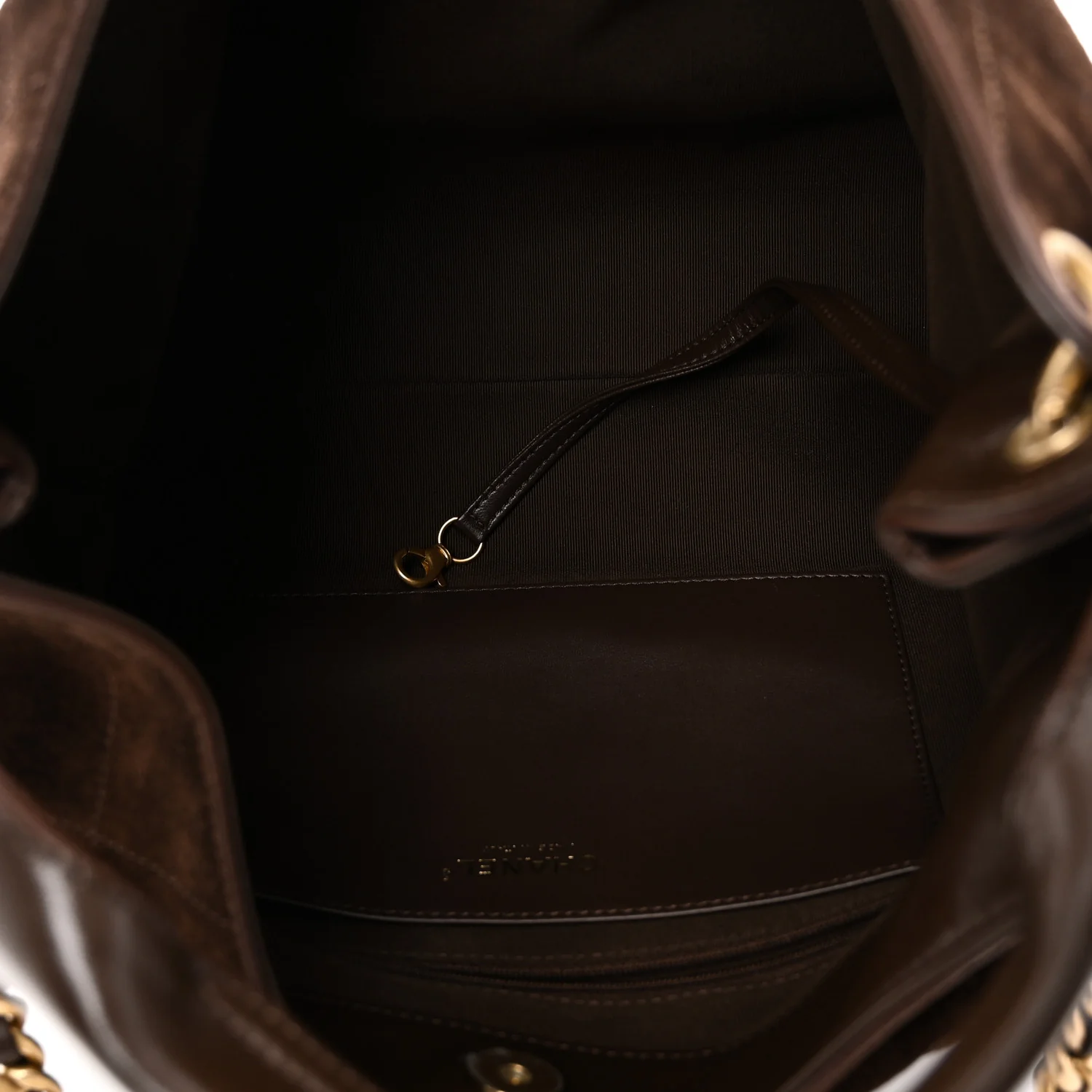 Suede Calfskin Lambskin Quilted Maxi Hobo Dark Brown - Image 4