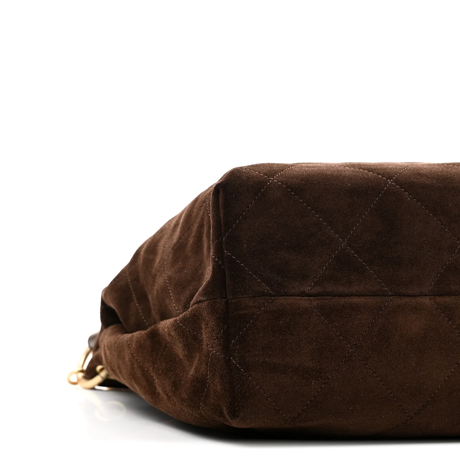 Suede Calfskin Lambskin Quilted Maxi Hobo Dark Brown - Image 8