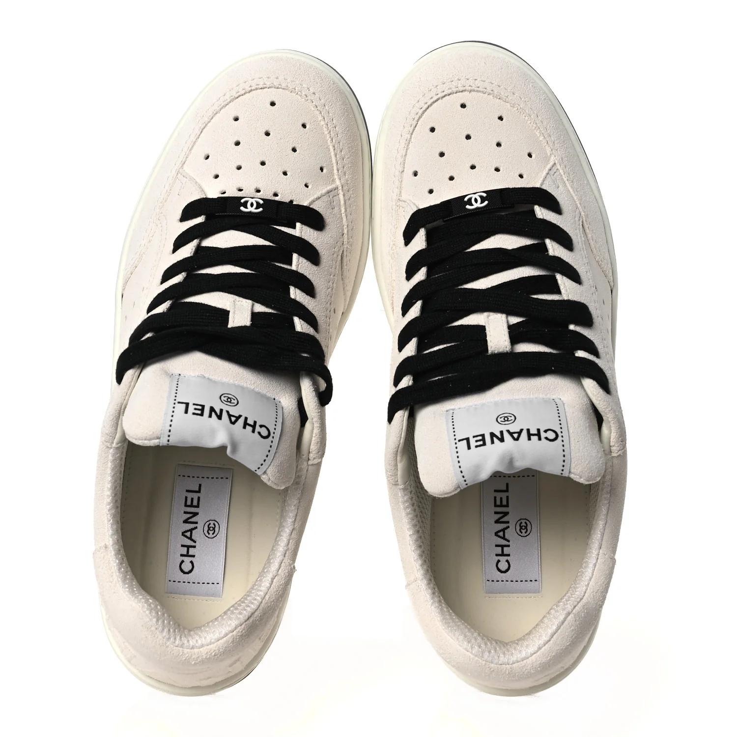 Suede Calfskin Logo Sneakers 40 Black White - Image 2
