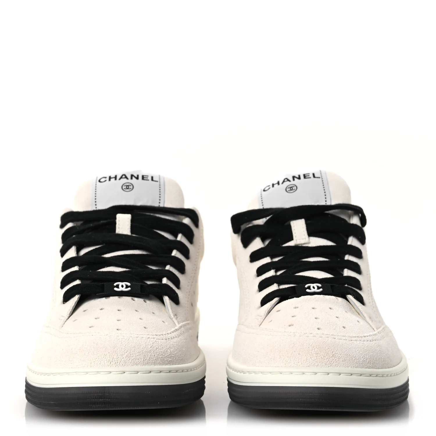 Suede Calfskin Logo Sneakers 40 Black White - Image 3
