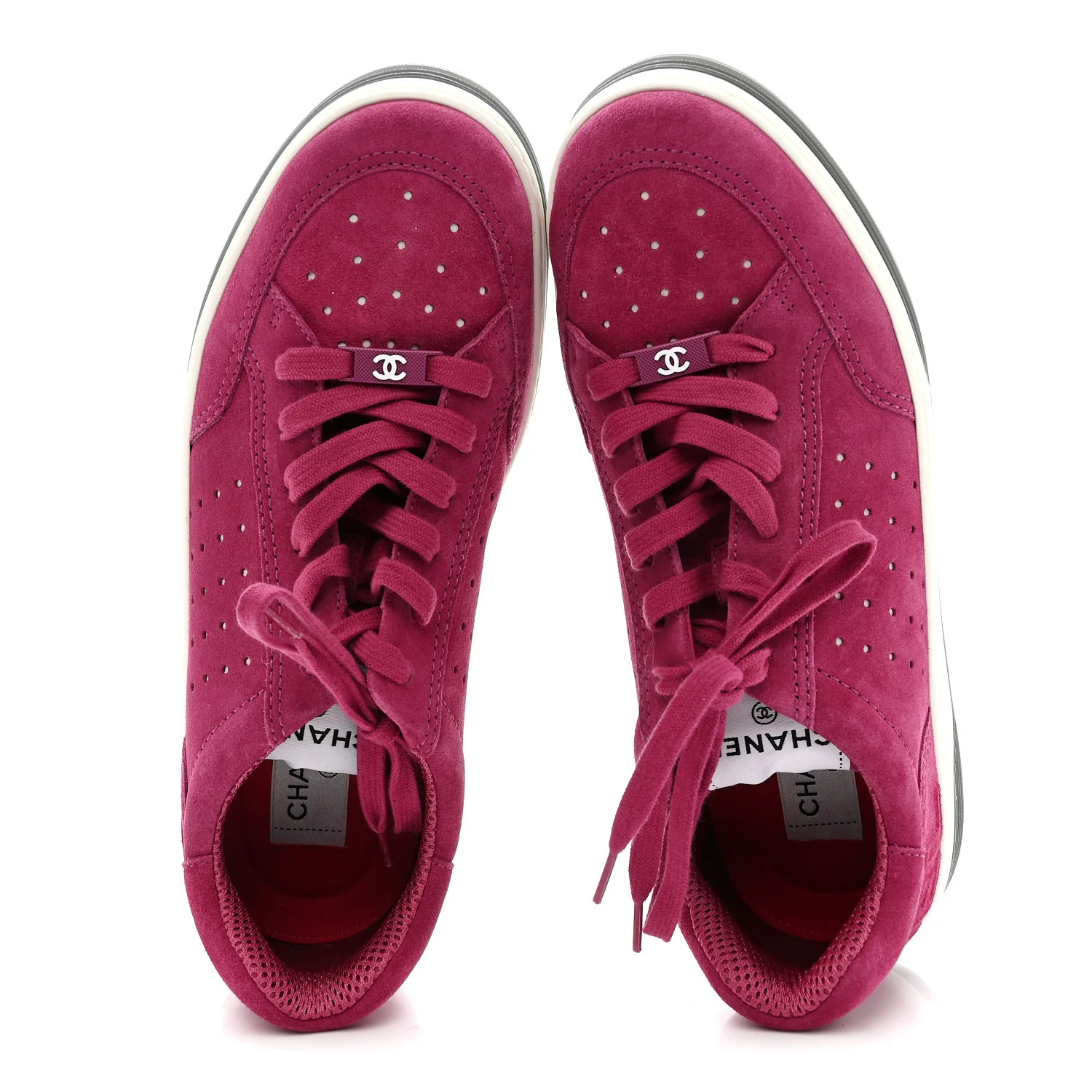 Suede Calfskin Logo Sneakers 41 Dark Pink - Image 2