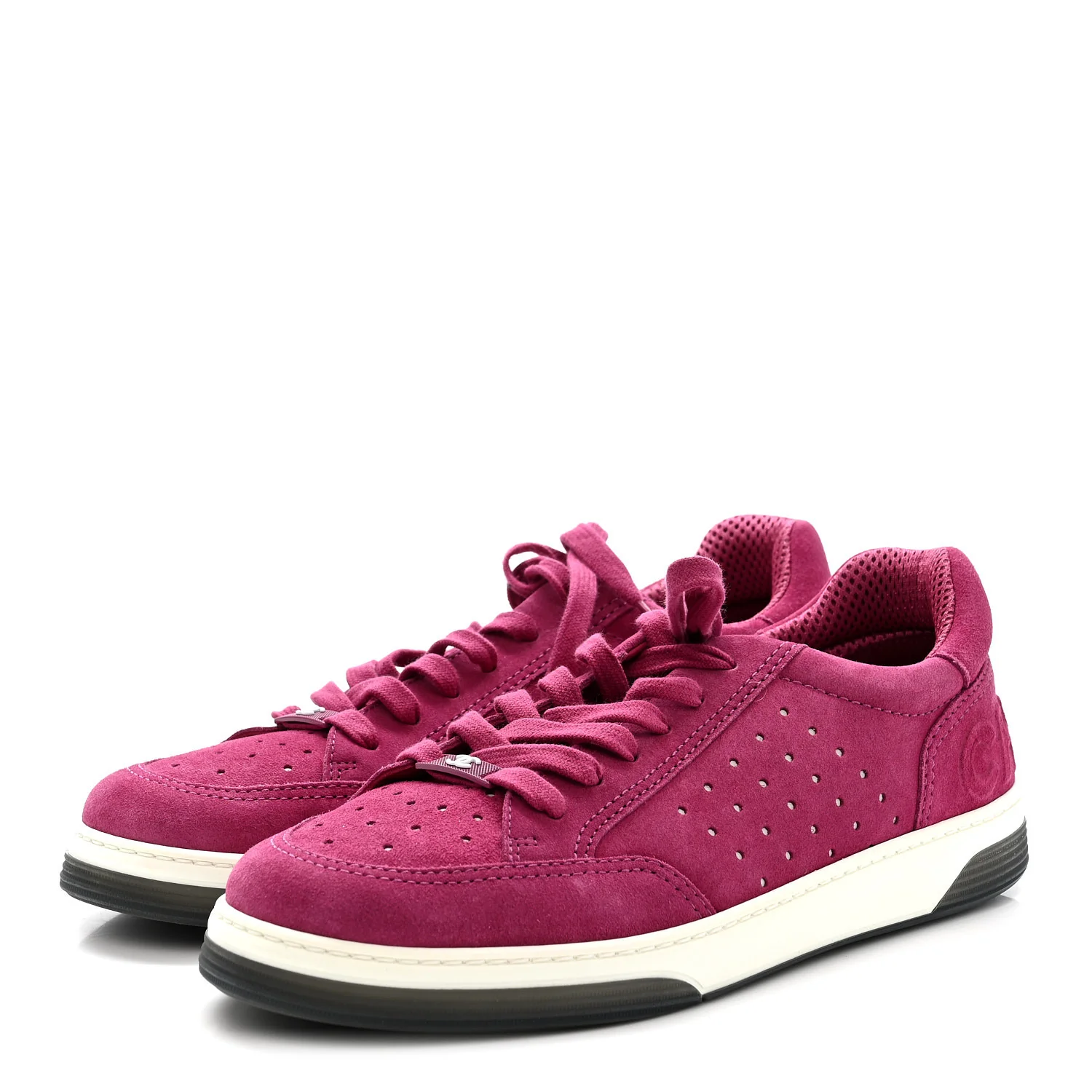 Suede Calfskin Logo Sneakers 41 Dark Pink - Image 4