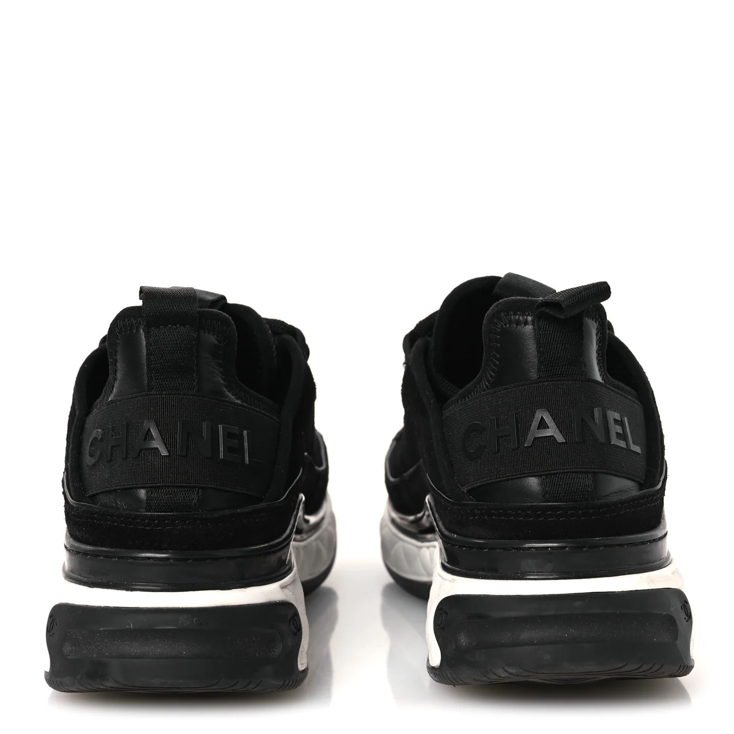 Suede Calfskin Nylon Grosgrain CC Sneakers 36 Black - Image 5