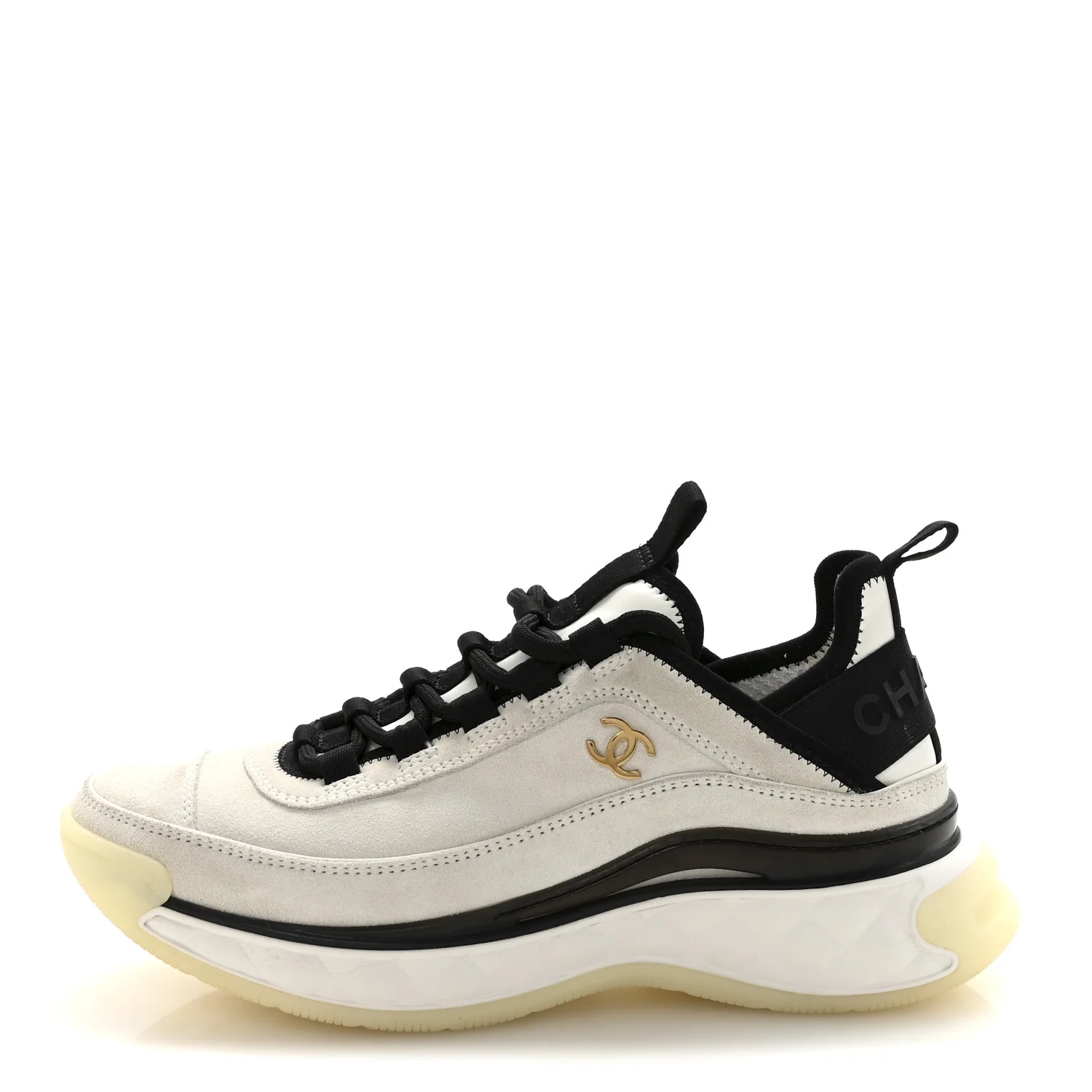 Suede Calfskin Nylon Grosgrain CC Sneakers 37 White