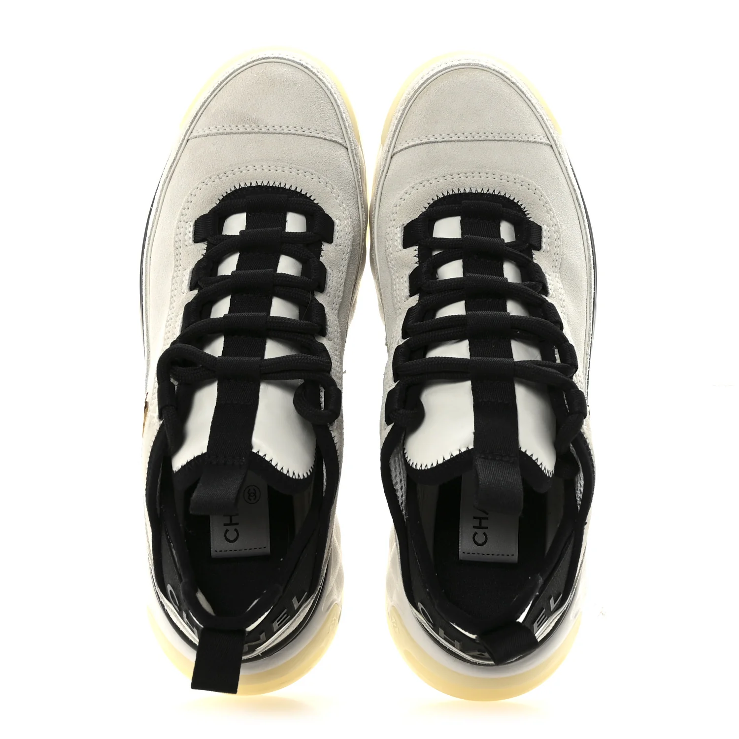Suede Calfskin Nylon Grosgrain CC Sneakers 37 White - Image 2