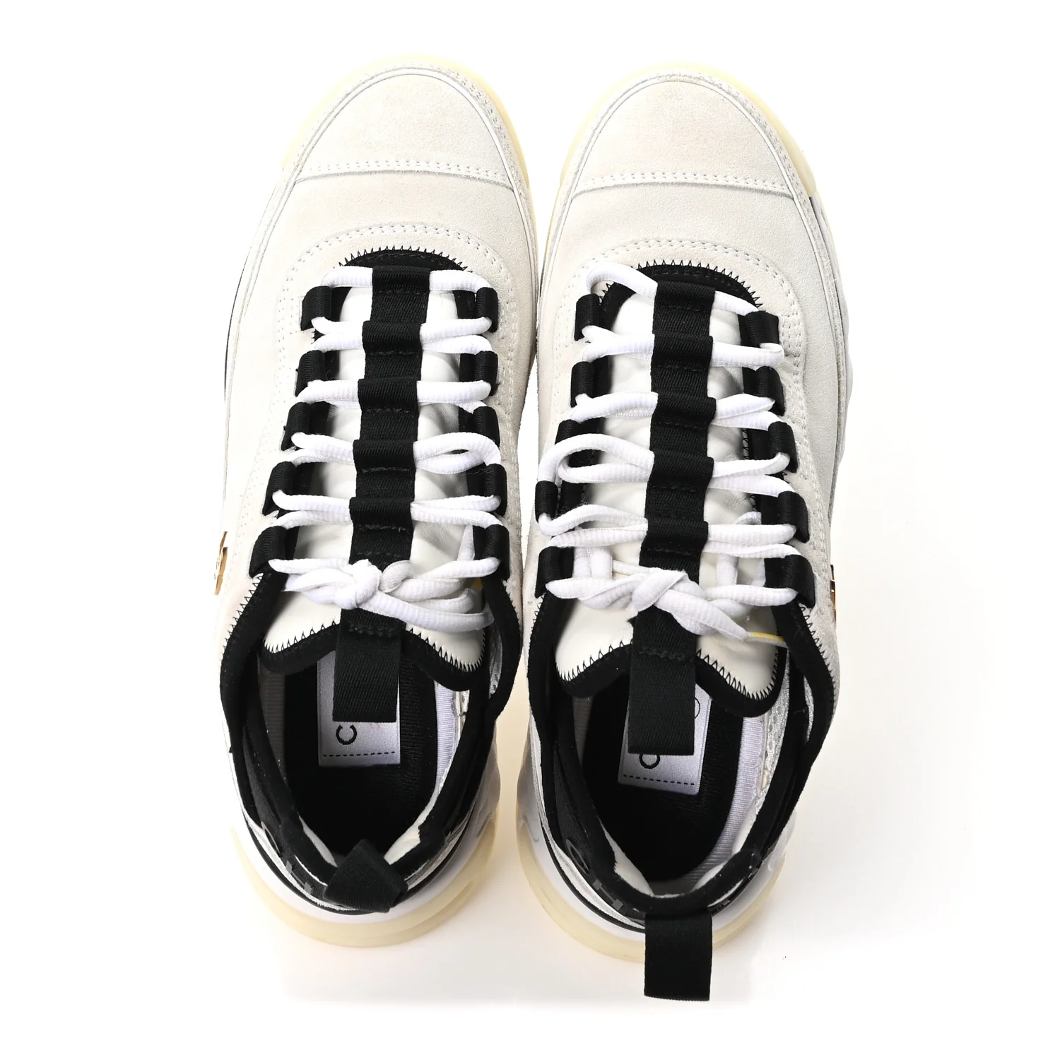 Suede Calfskin Nylon Grosgrain CC Sneakers 37 White - Image 2