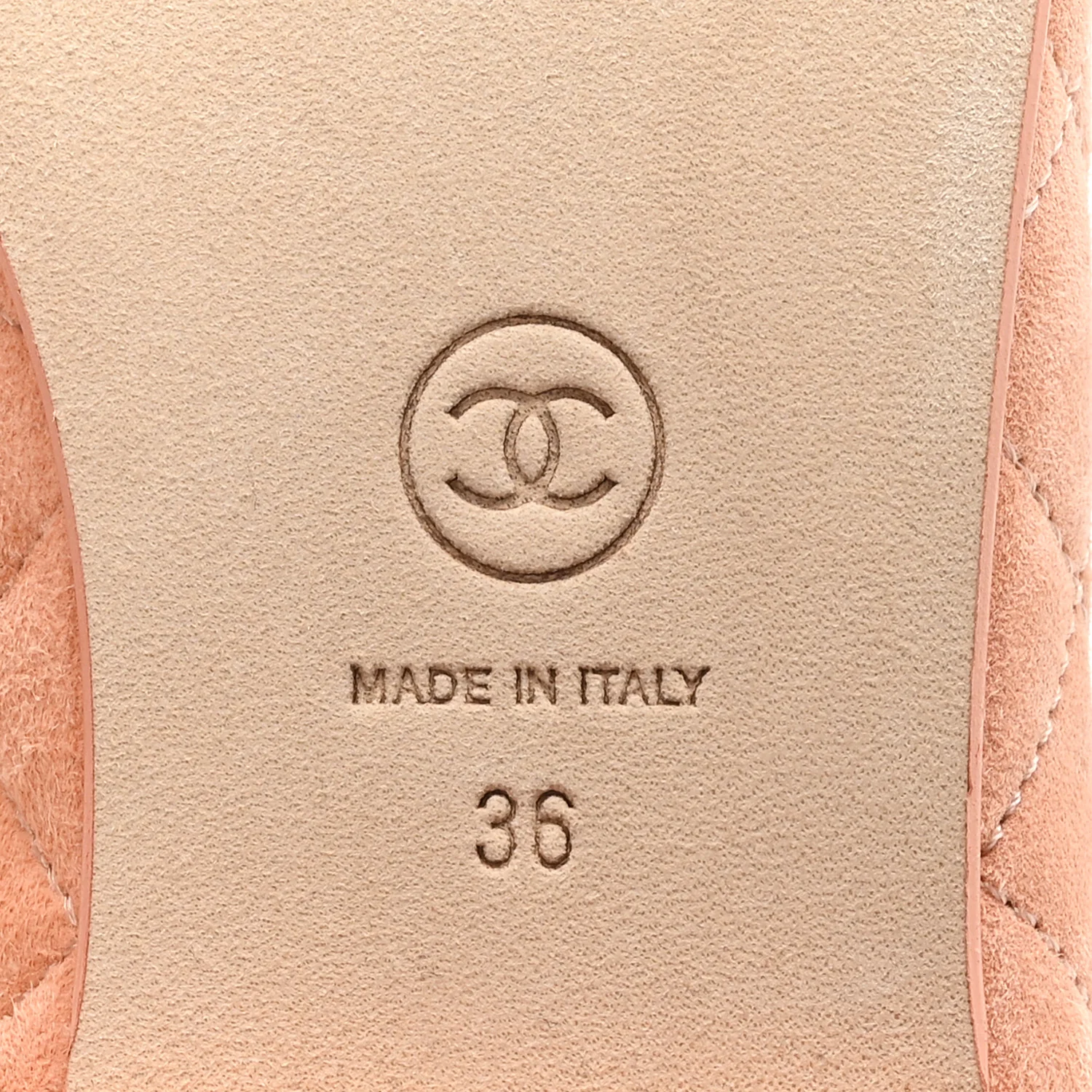 Suede Calfskin Quilted Cap Toe CC Ballerina Flats 36 Pink - Image 7