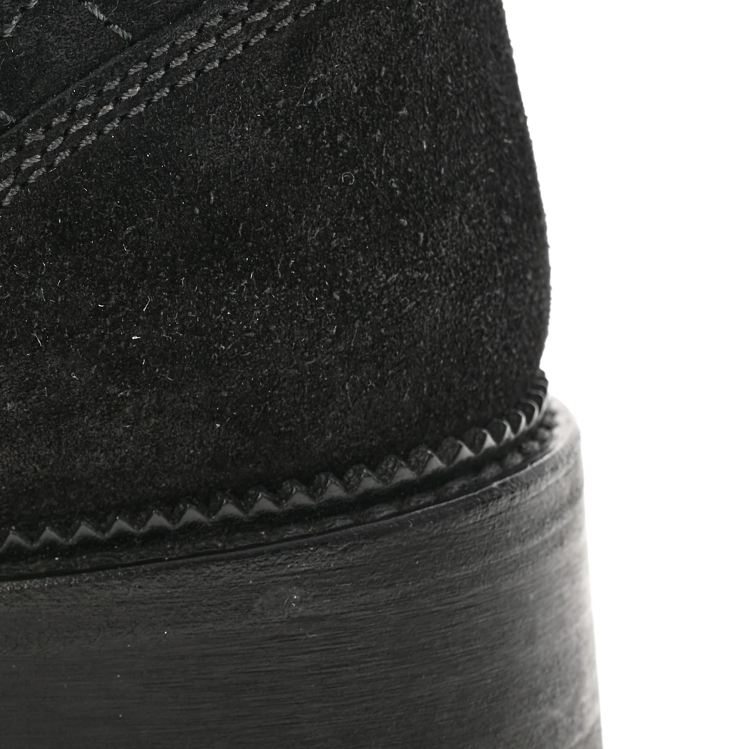 Suede Calfskin Quilted Lace Up Boots 38 Black - Image 21