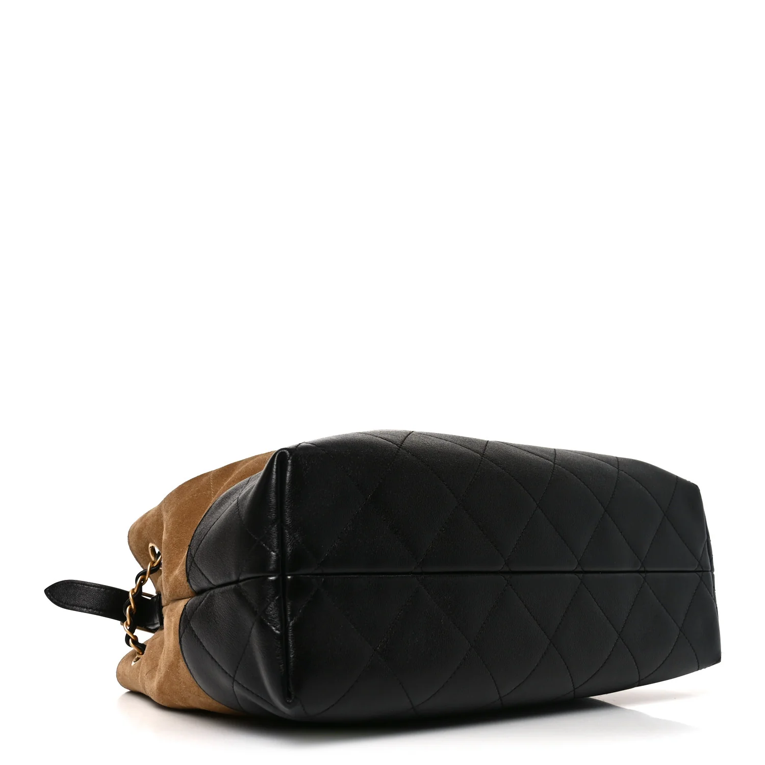 Suede Calfskin Shiny Lambskin Quilted Small Coco Base Shopping Bag Beige Black - Image 4