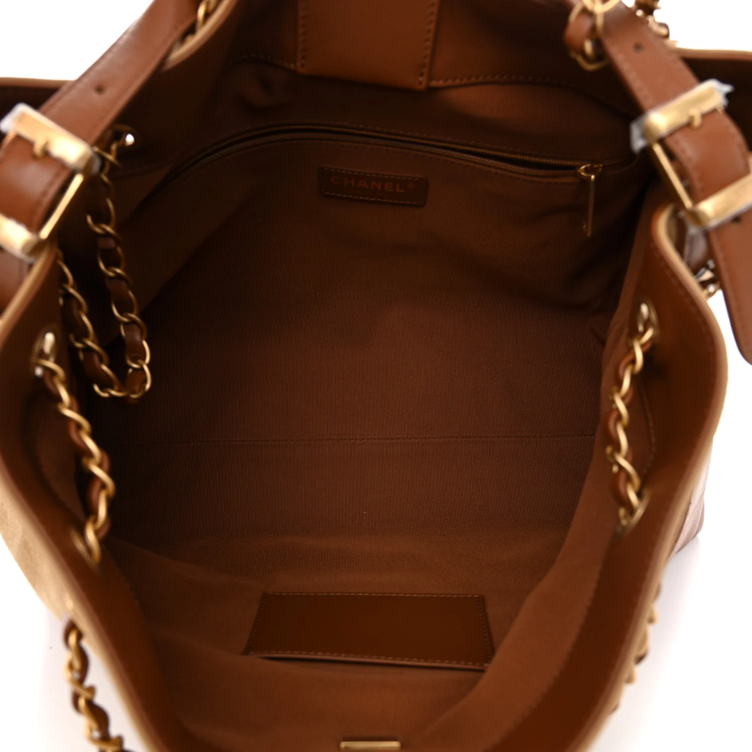 Suede Calfskin Shiny Lambskin Quilted Small Coco Base Shopping Bag Beige Camel - Image 5