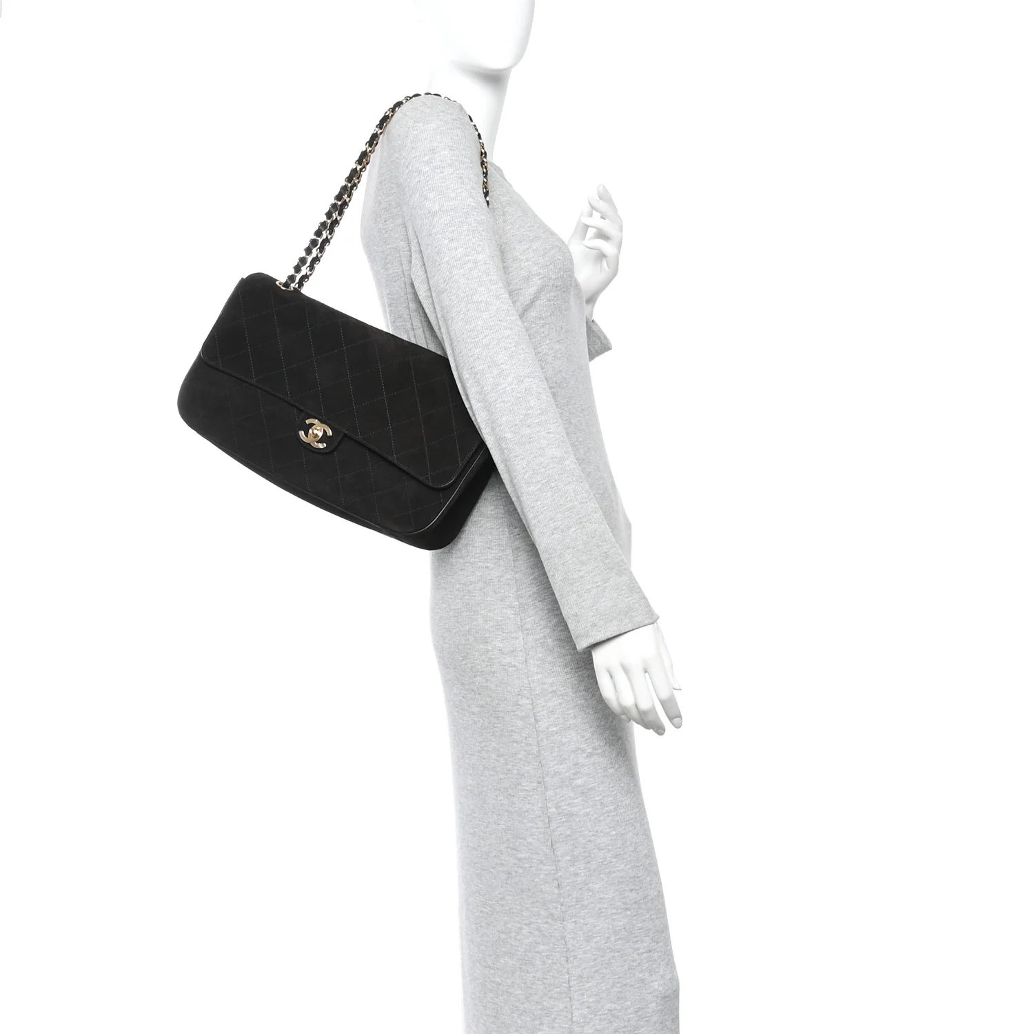 Suede Calfskin Small Souplissimo Maxi Flap Black - Image 2