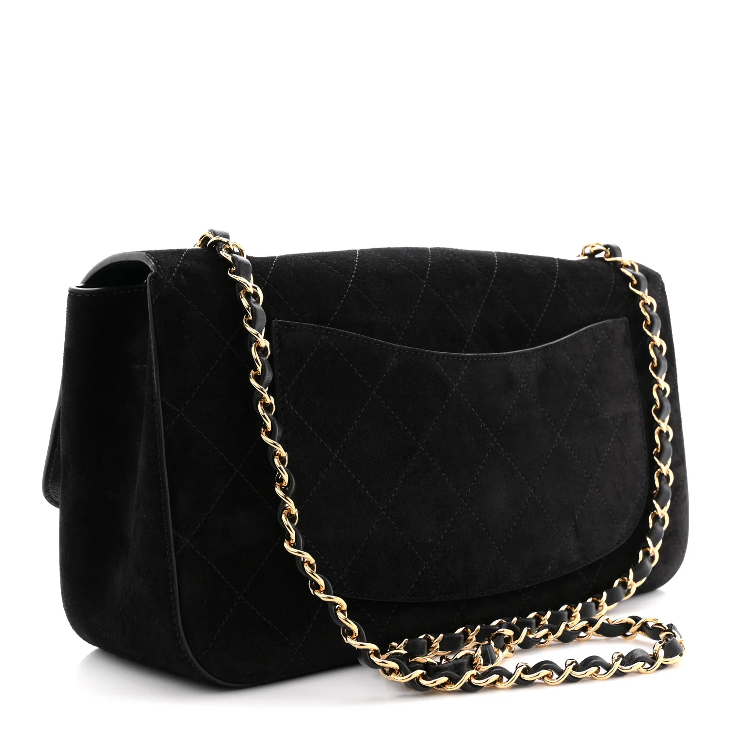 Suede Calfskin Small Souplissimo Maxi Flap Black - Image 3