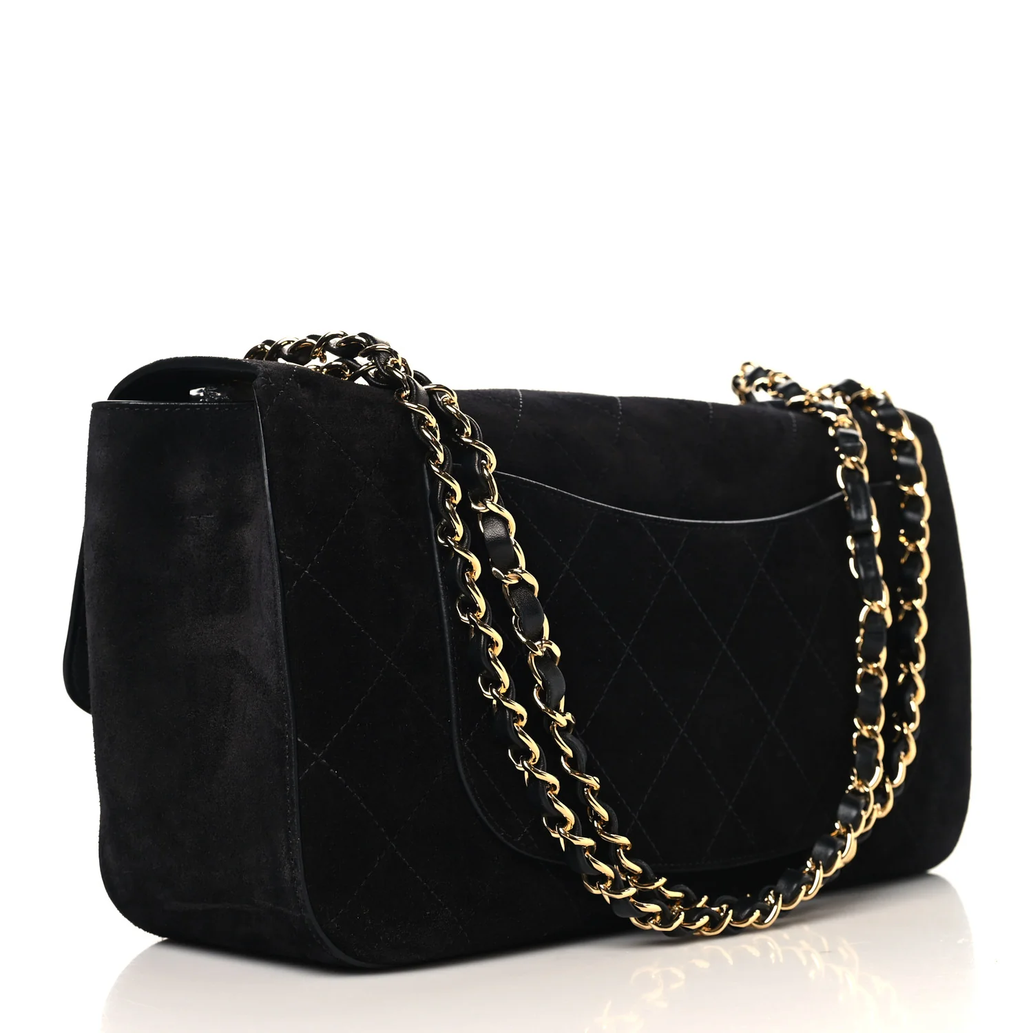 Suede Calfskin Small Souplissimo Maxi Flap Black - Image 3