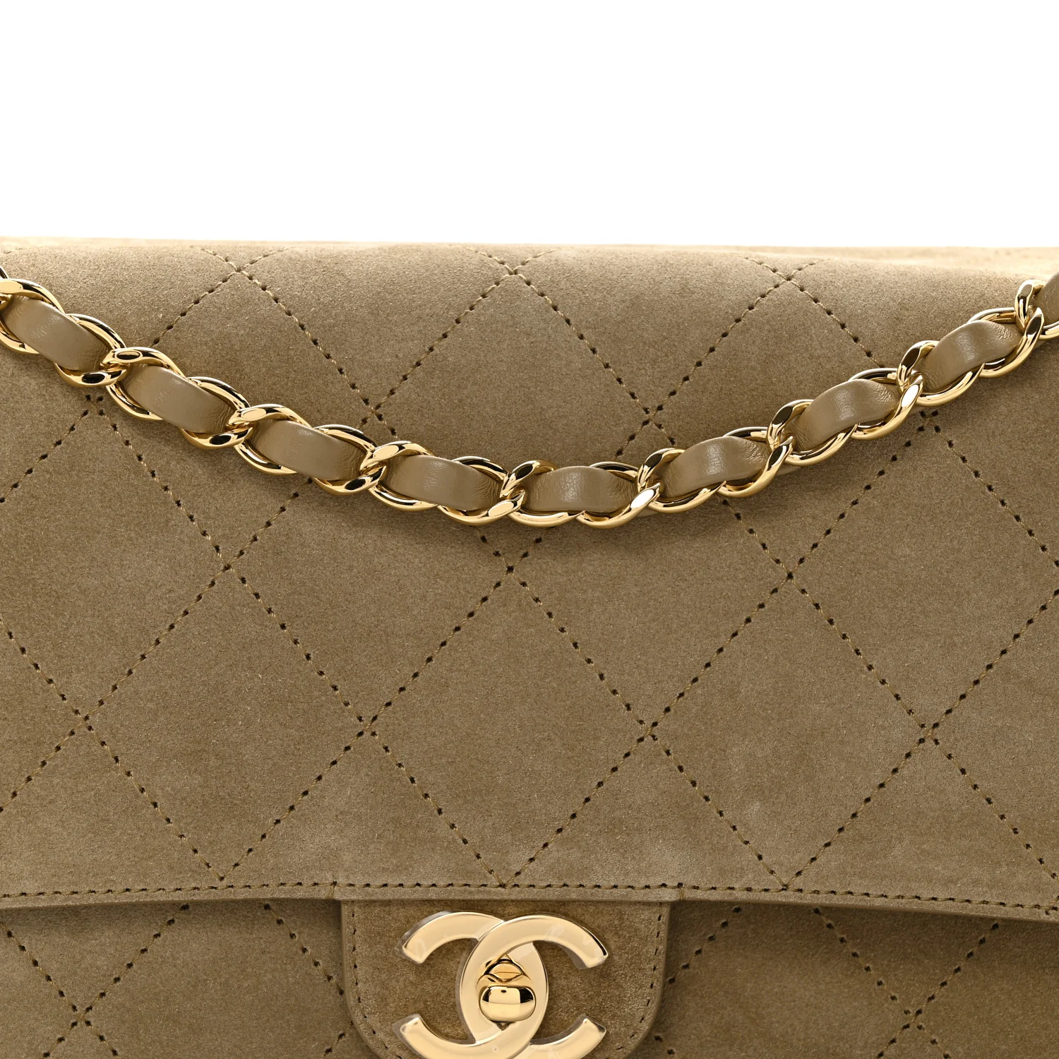 Suede Calfskin Small Souplissimo Maxi Flap Dark Beige - Image 7
