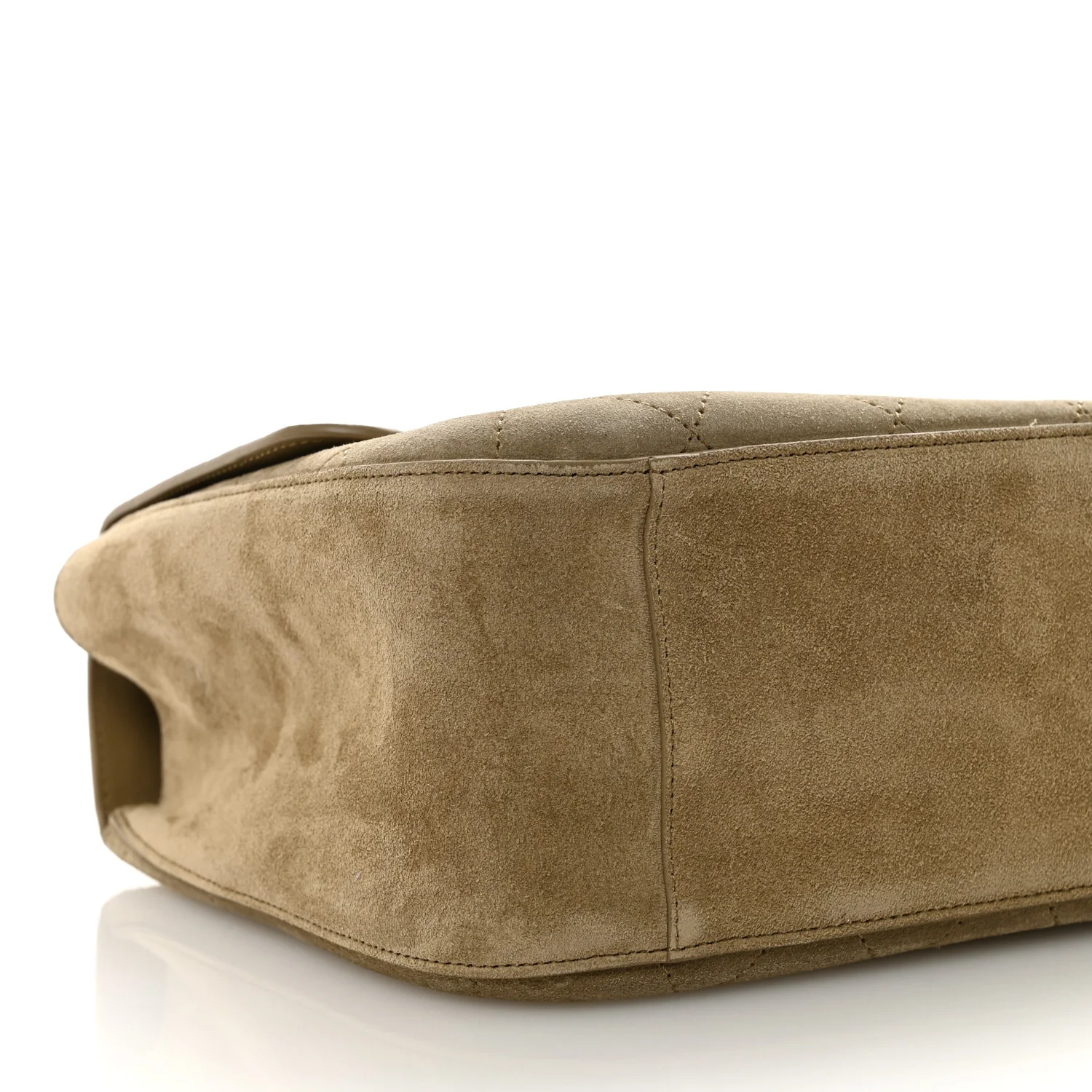 Suede Calfskin Small Souplissimo Maxi Flap Dark Beige - Image 8