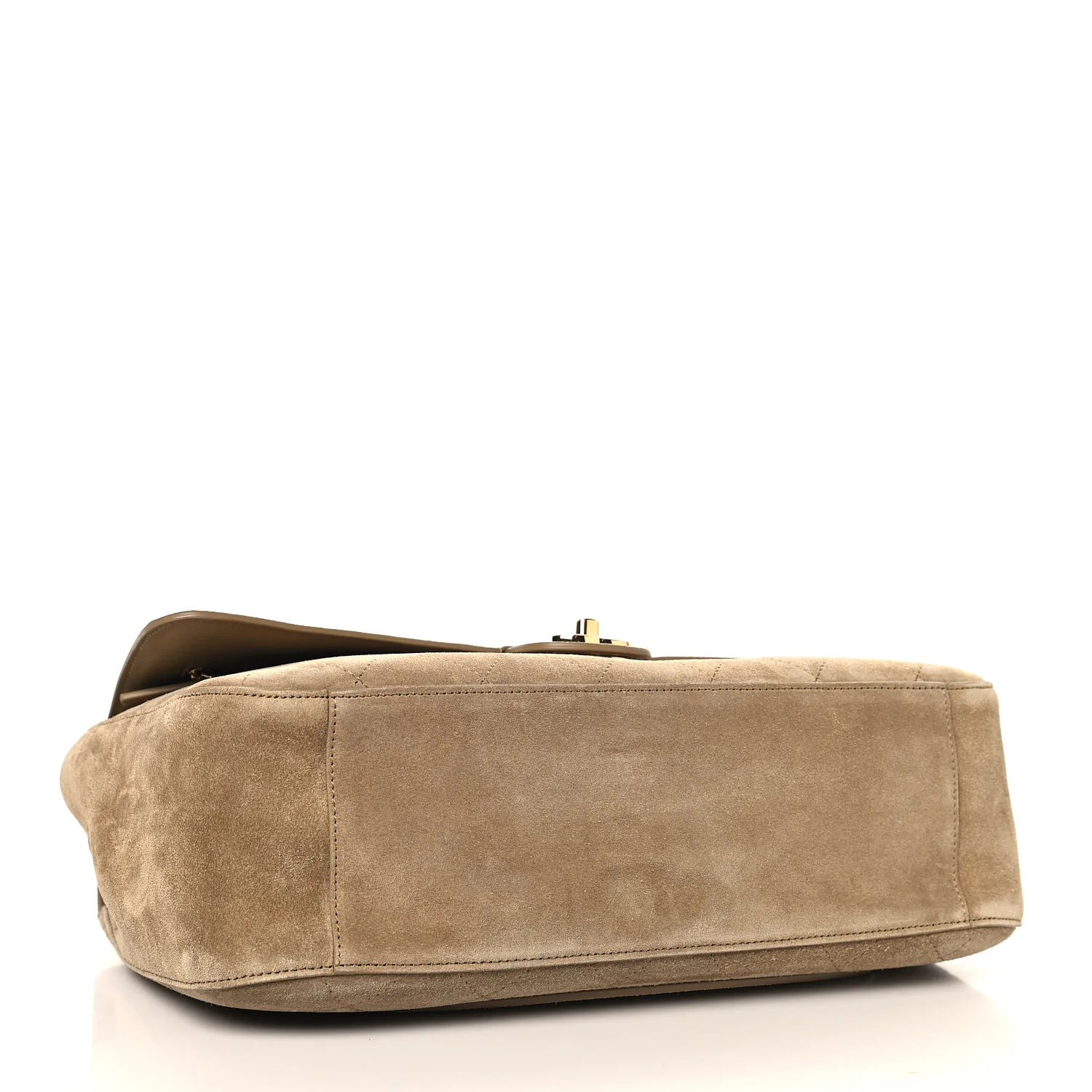 Suede Calfskin Small Souplissimo Maxi Flap Dark Beige - Image 8