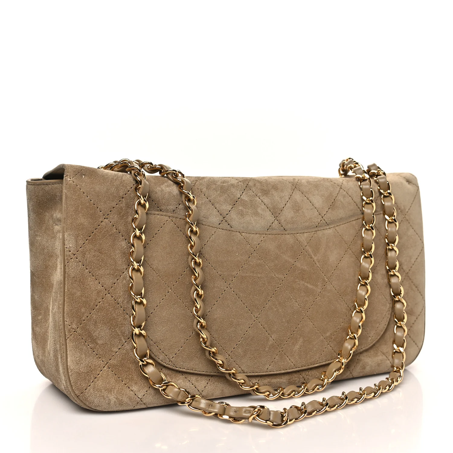 Suede Calfskin Small Souplissimo Maxi Flap Dark Beige - Image 2