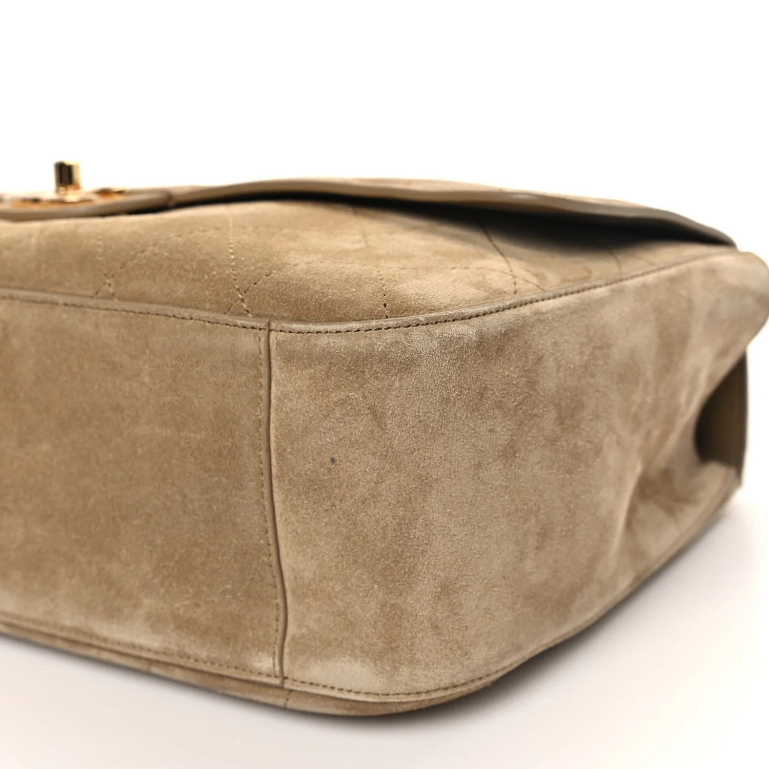 Suede Calfskin Small Souplissimo Maxi Flap Dark Beige - Image 9