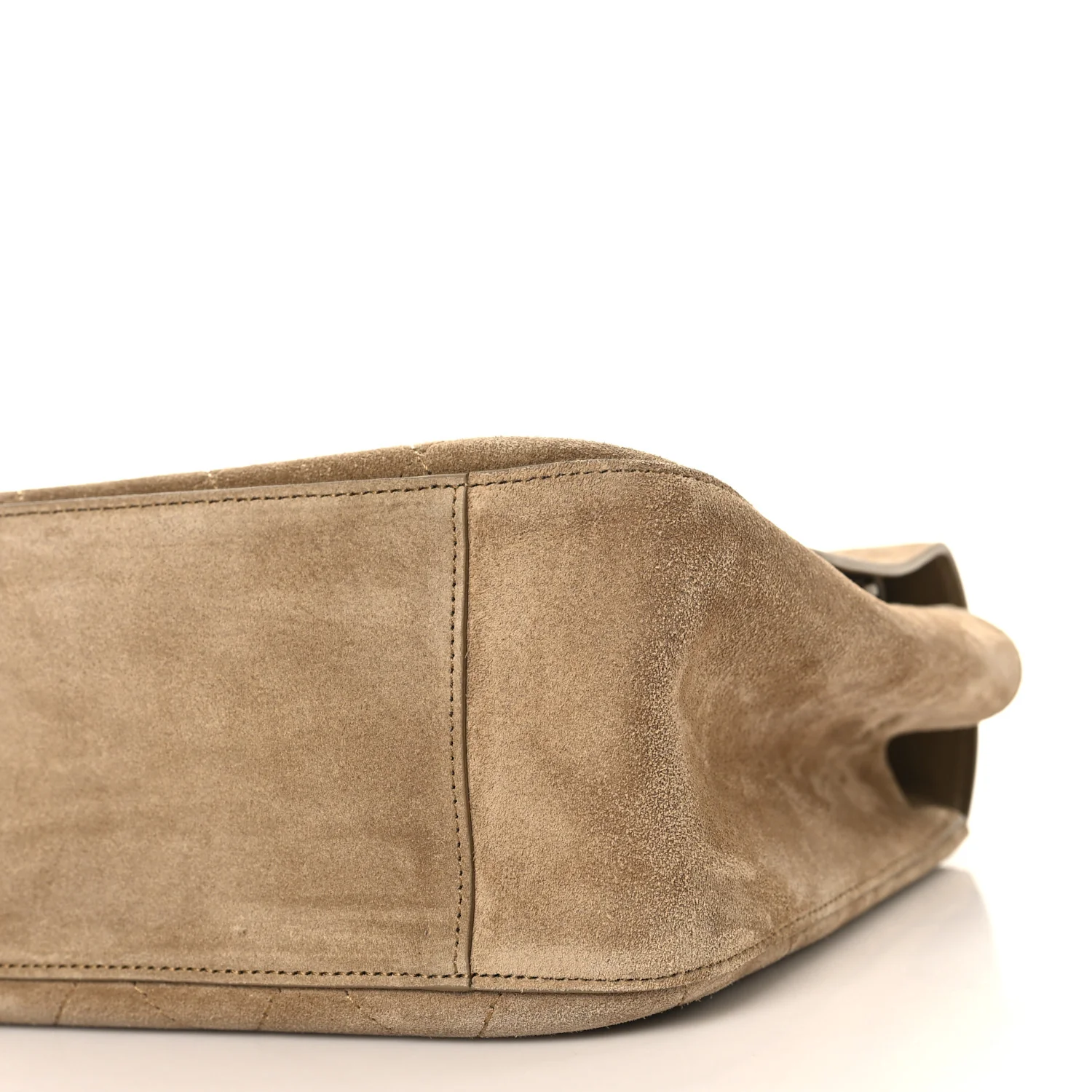 Suede Calfskin Small Souplissimo Maxi Flap Dark Beige - Image 9