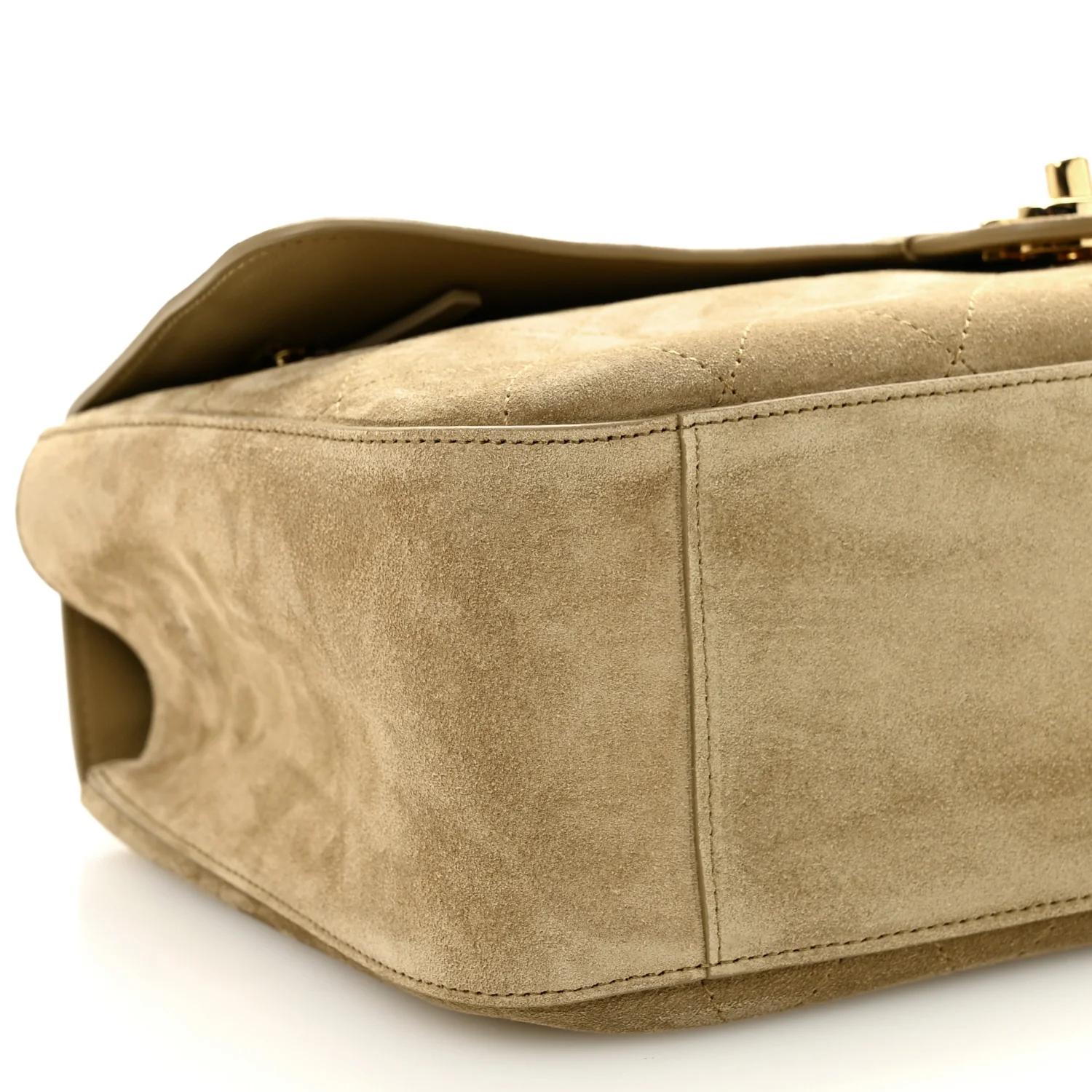 Suede Calfskin Small Souplissimo Maxi Flap Dark Beige - Image 17