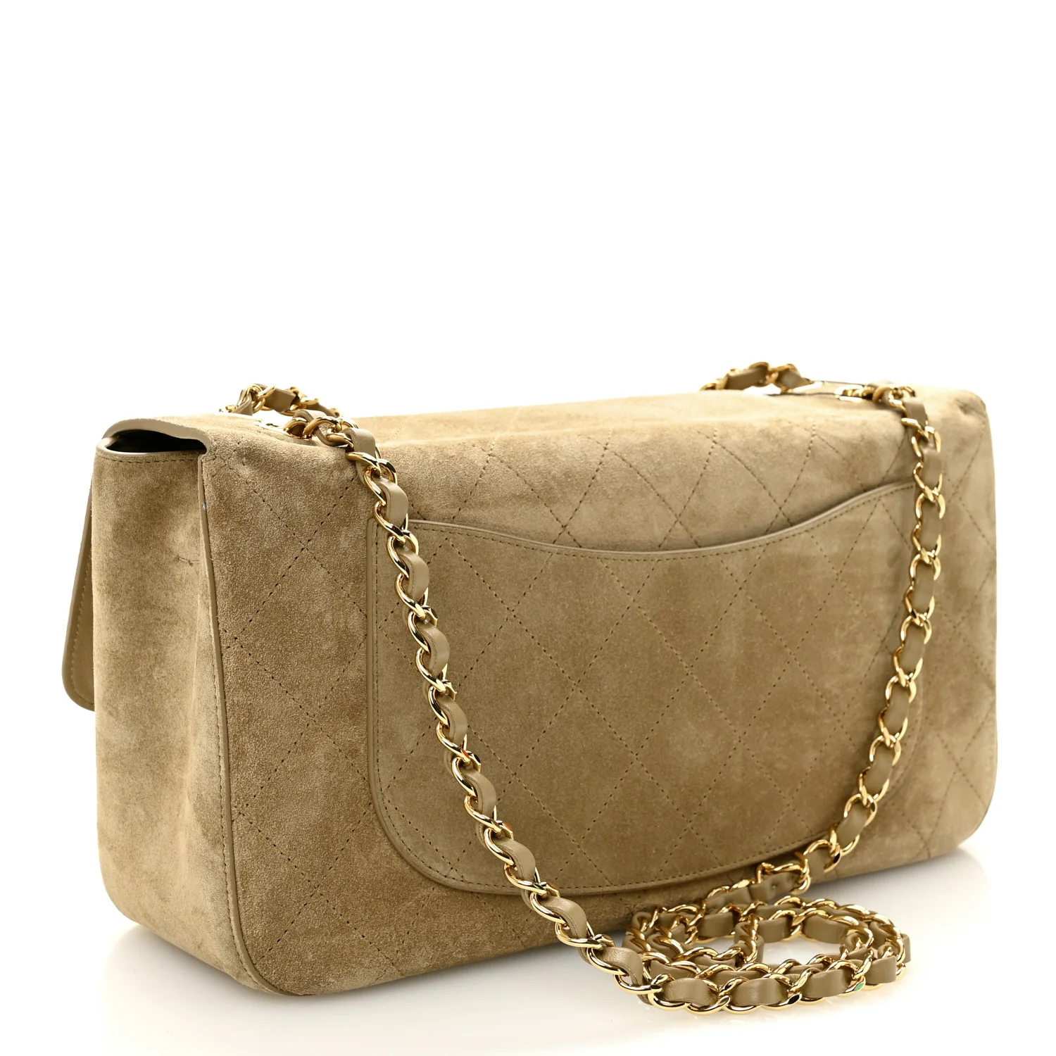 Suede Calfskin Small Souplissimo Maxi Flap Dark Beige - Image 6