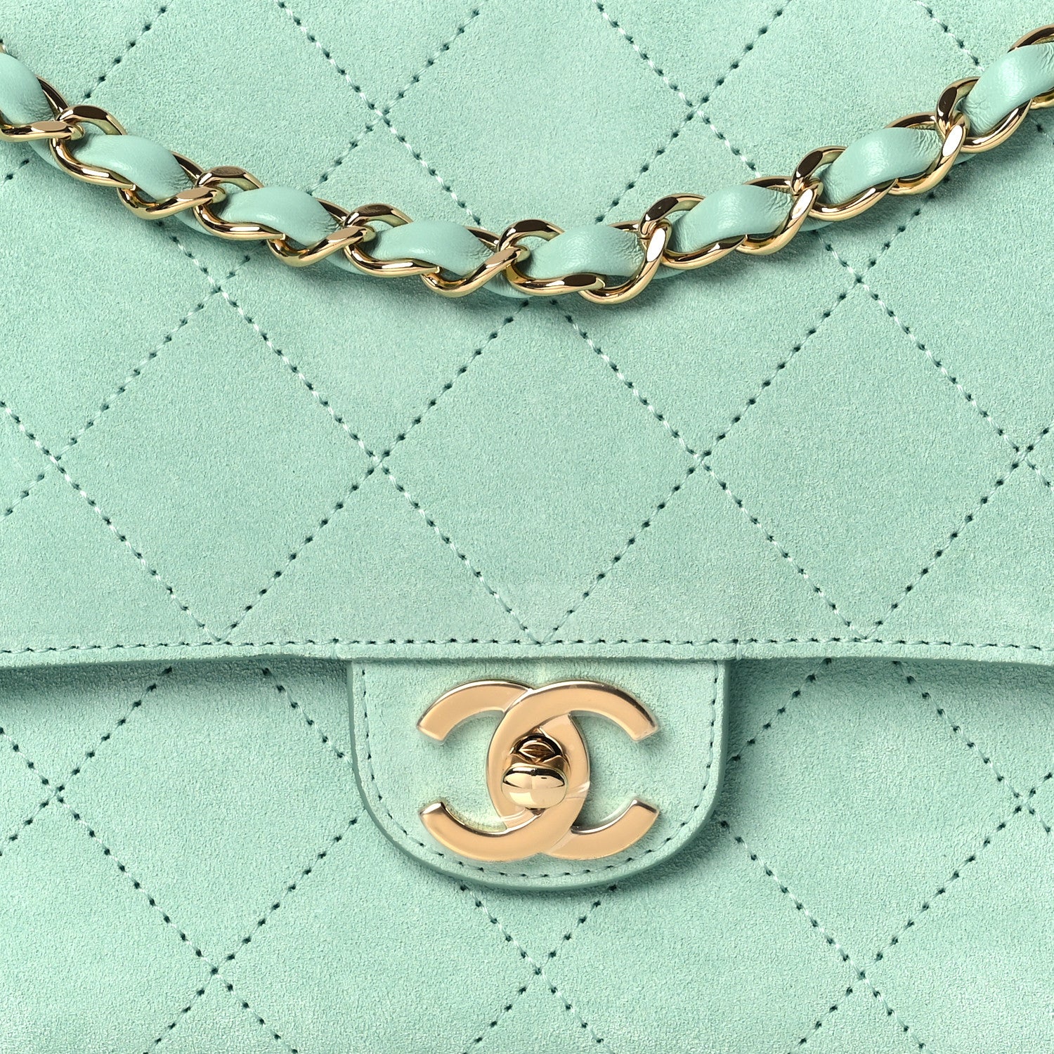Suede Calfskin Small Souplissimo Maxi Flap Green - Image 12