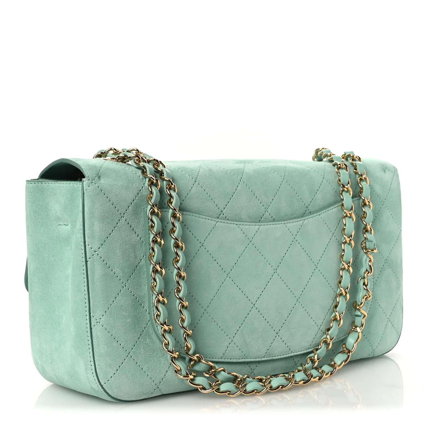 Suede Calfskin Small Souplissimo Maxi Flap Green - Image 4