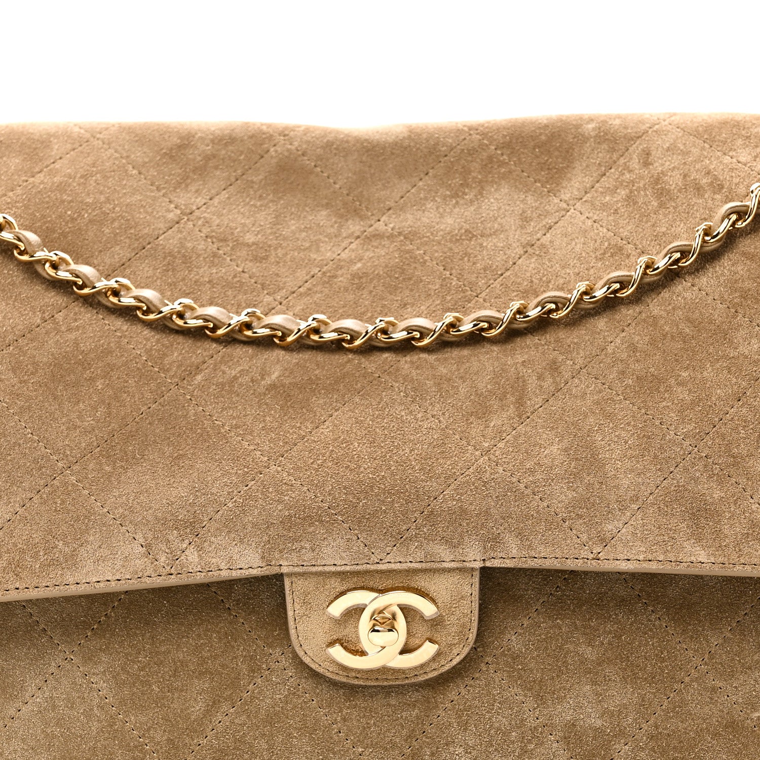 Suede Calfskin Souplissimo Maxi Flap Dark Beige - Image 8