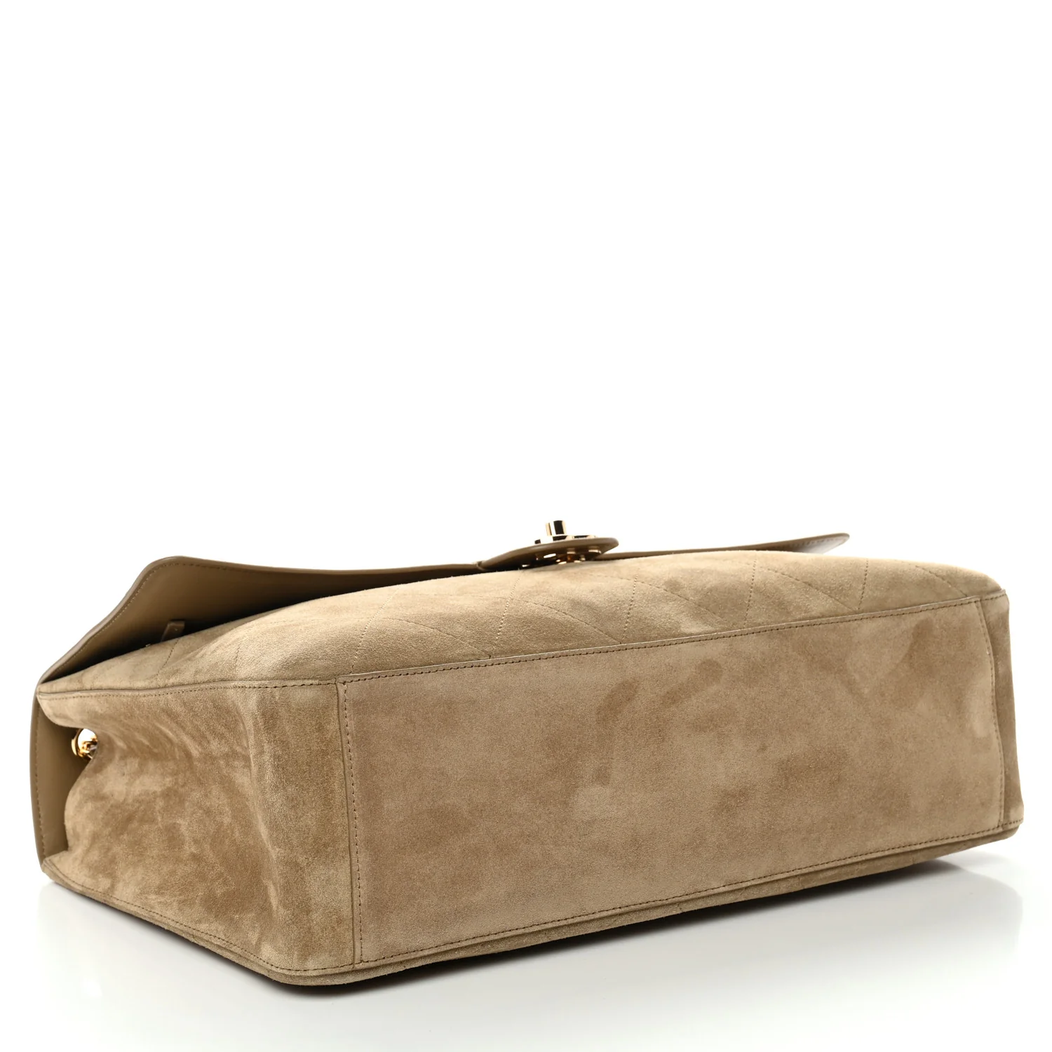 Suede Calfskin Souplissimo Maxi Flap Dark Beige - Image 3