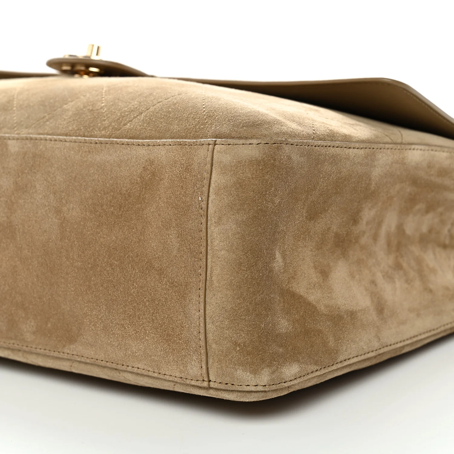 Suede Calfskin Souplissimo Maxi Flap Dark Beige - Image 9