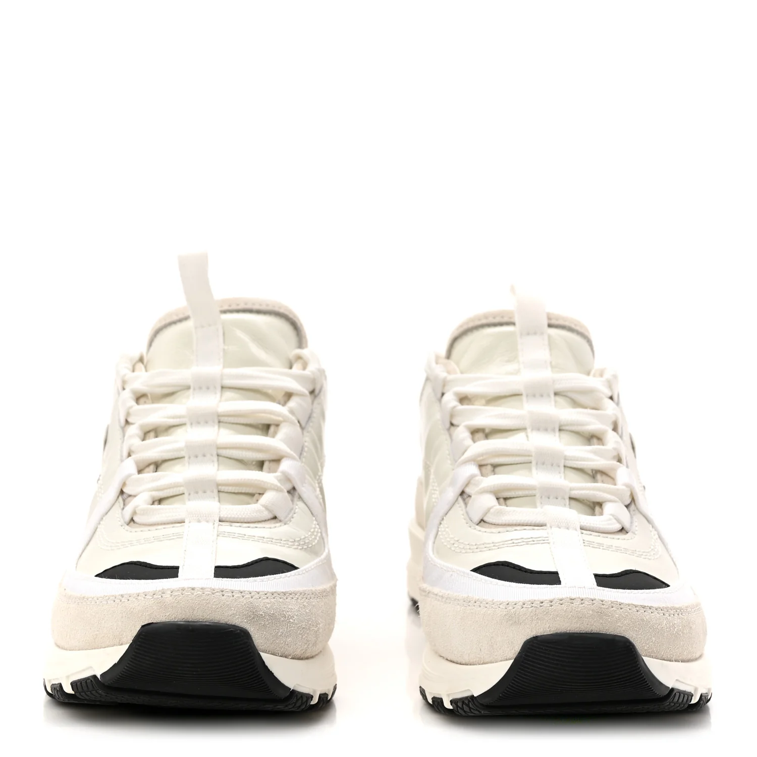 Suede Calfskin Womens CC Sneakers 36.5 White Black - Image 3