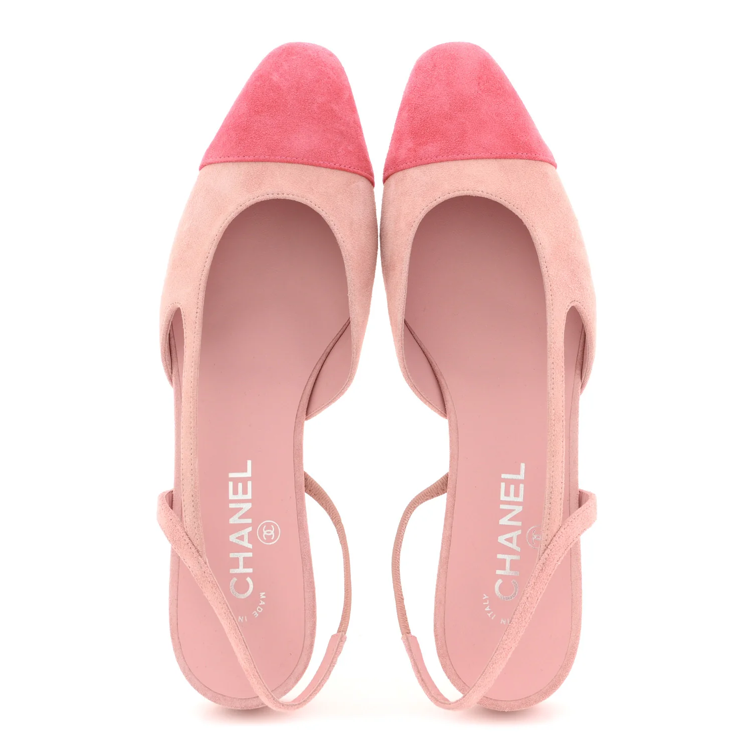 Suede Cap Toe CC Coco Slingback Pumps 41 Light Pink Coral - Image 2