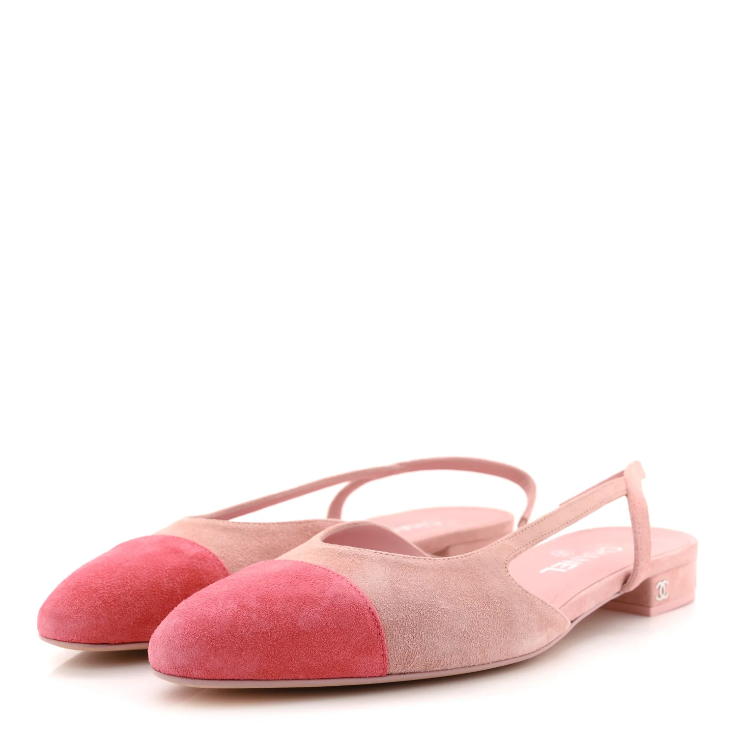 Suede Cap Toe CC Coco Slingback Pumps 41 Light Pink Coral - Image 4
