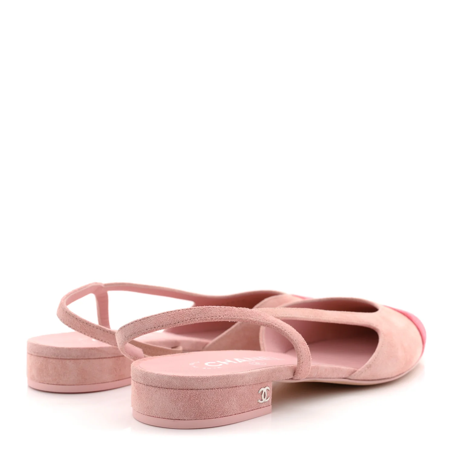 Suede Cap Toe CC Coco Slingback Pumps 41 Light Pink Coral - Image 5