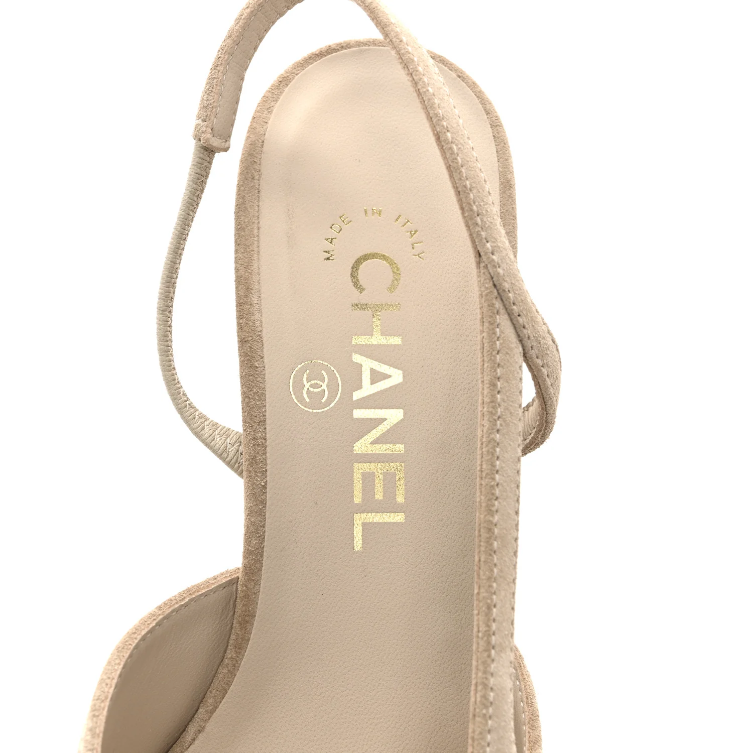 Suede Cap Toe CC Slingback Pumps 38 Ivory Light Beige - Image 7