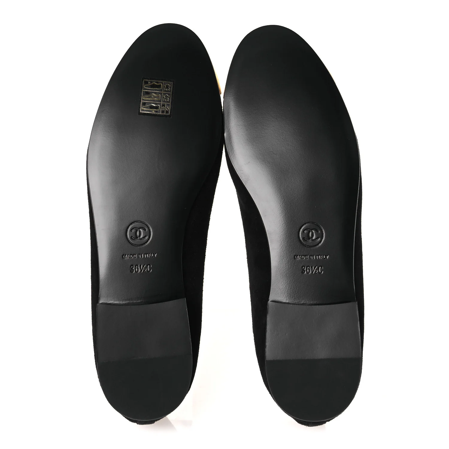 Suede Crackled Laminated Calfskin Cap Toe Ballerina Flats 36.5 Black Gold - Image 7