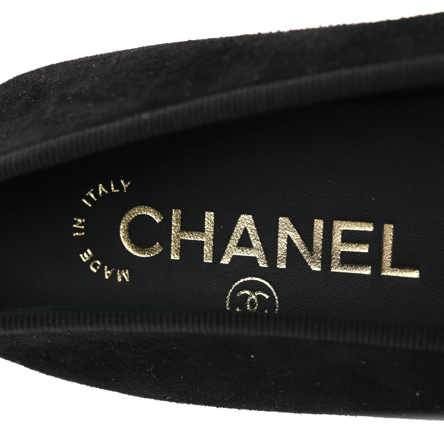 Suede Crackled Laminated Calfskin Cap Toe Ballerina Flats 36.5 Black Gold - Image 9
