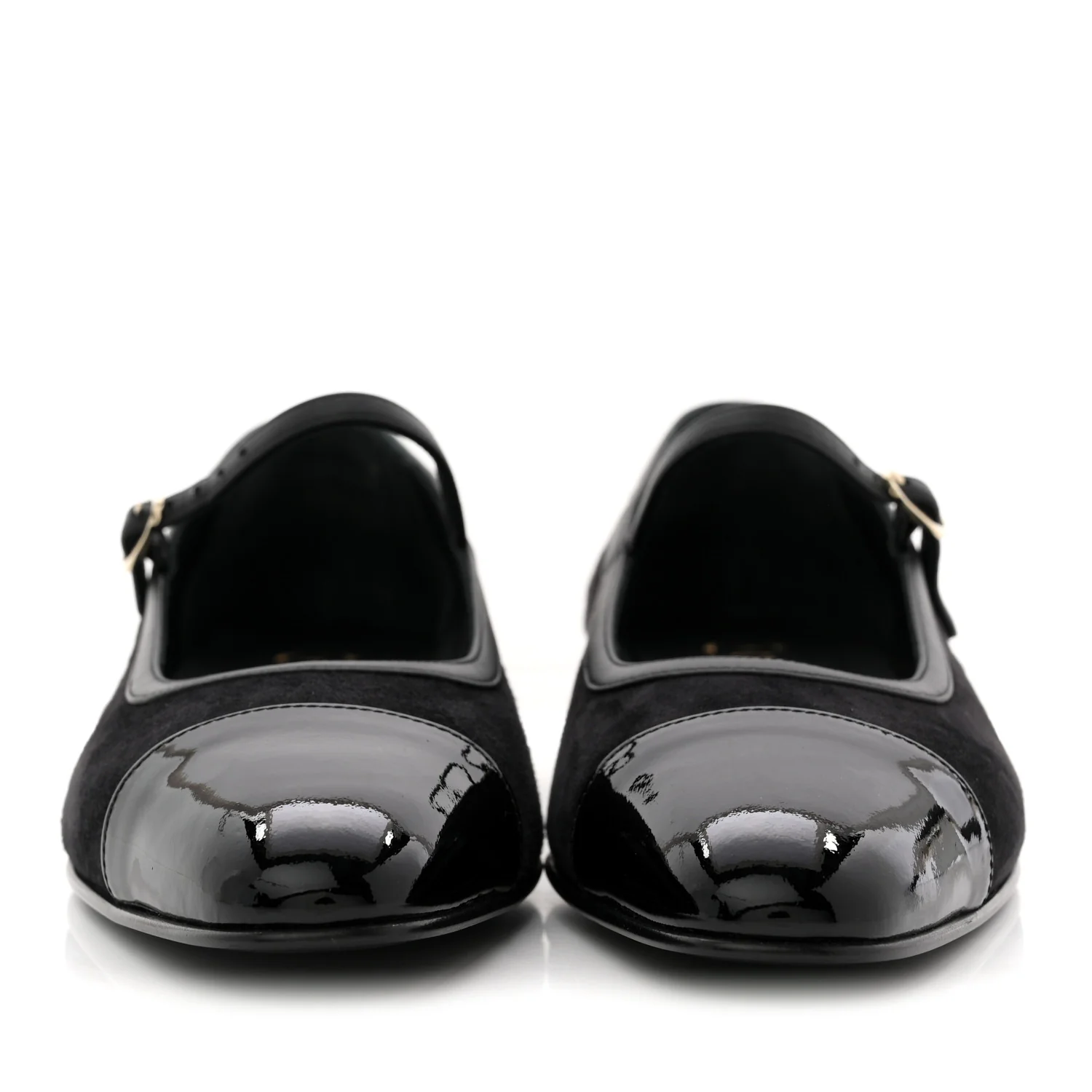 Suede Kidskin Lambskin Patent Calfskin Crystal CC Cap Toe Flats 40 Black - Image 3
