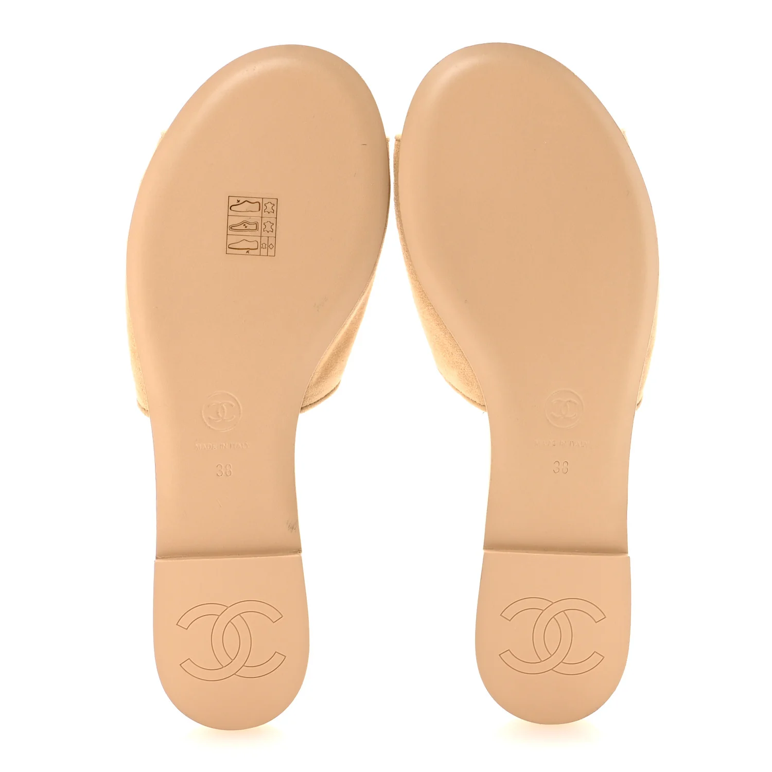Suede Kidskin Velcro Mules 38 Beige - Image 6