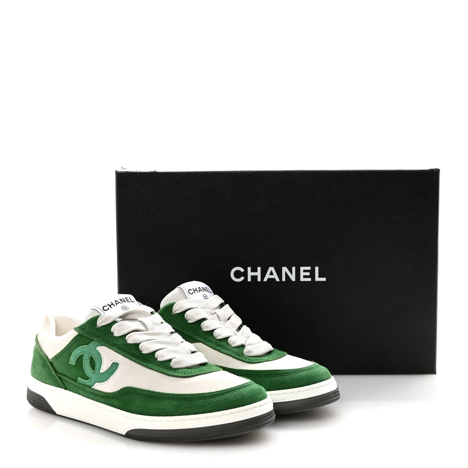 Suede Kidskin Womens CC Sneakers 37 White Green - Image 10