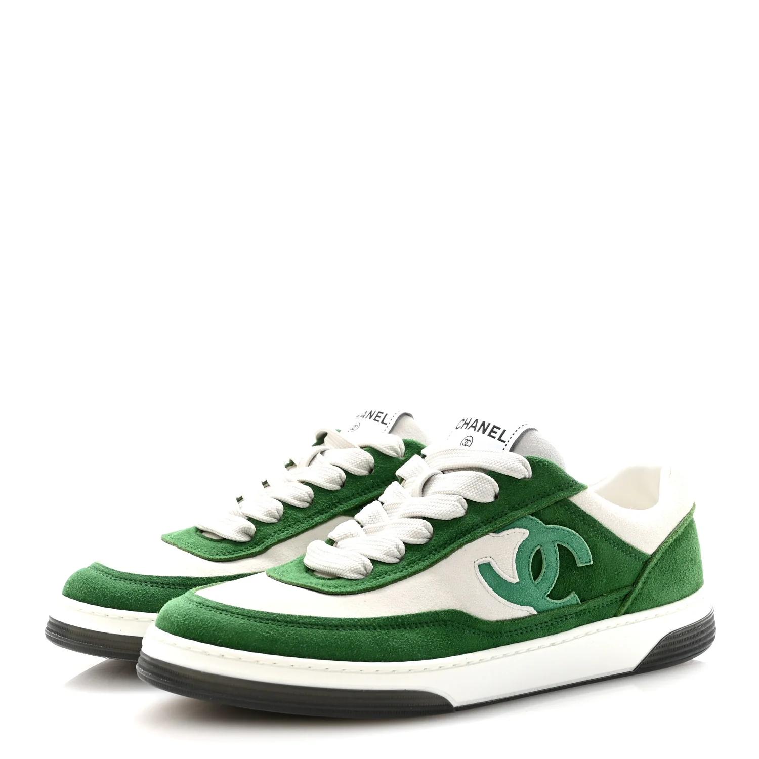 Suede Kidskin Womens CC Sneakers 37 White Green - Image 4